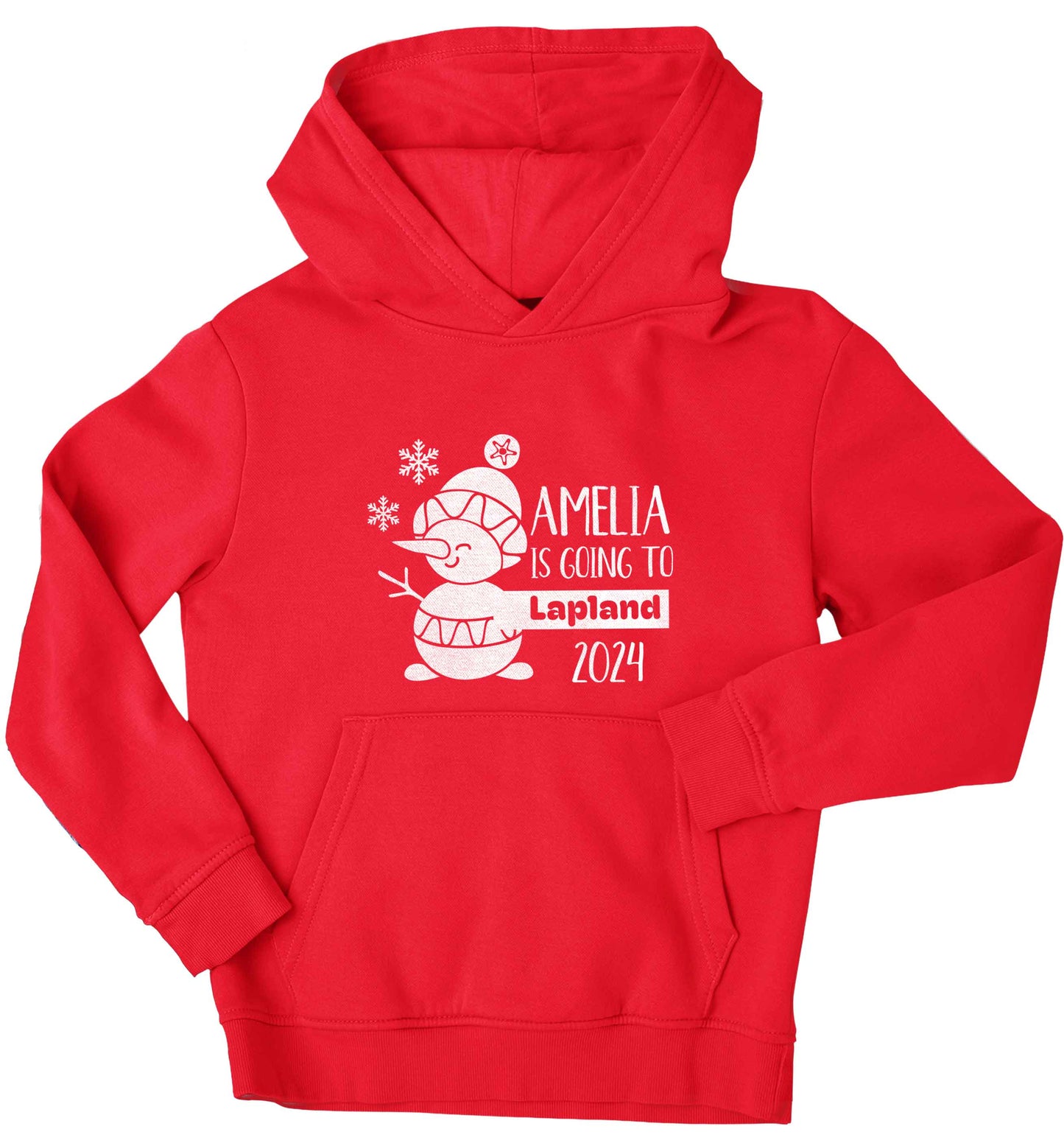 Any name here - is going to Lapland personalised children's red hoodie 12-13 Years