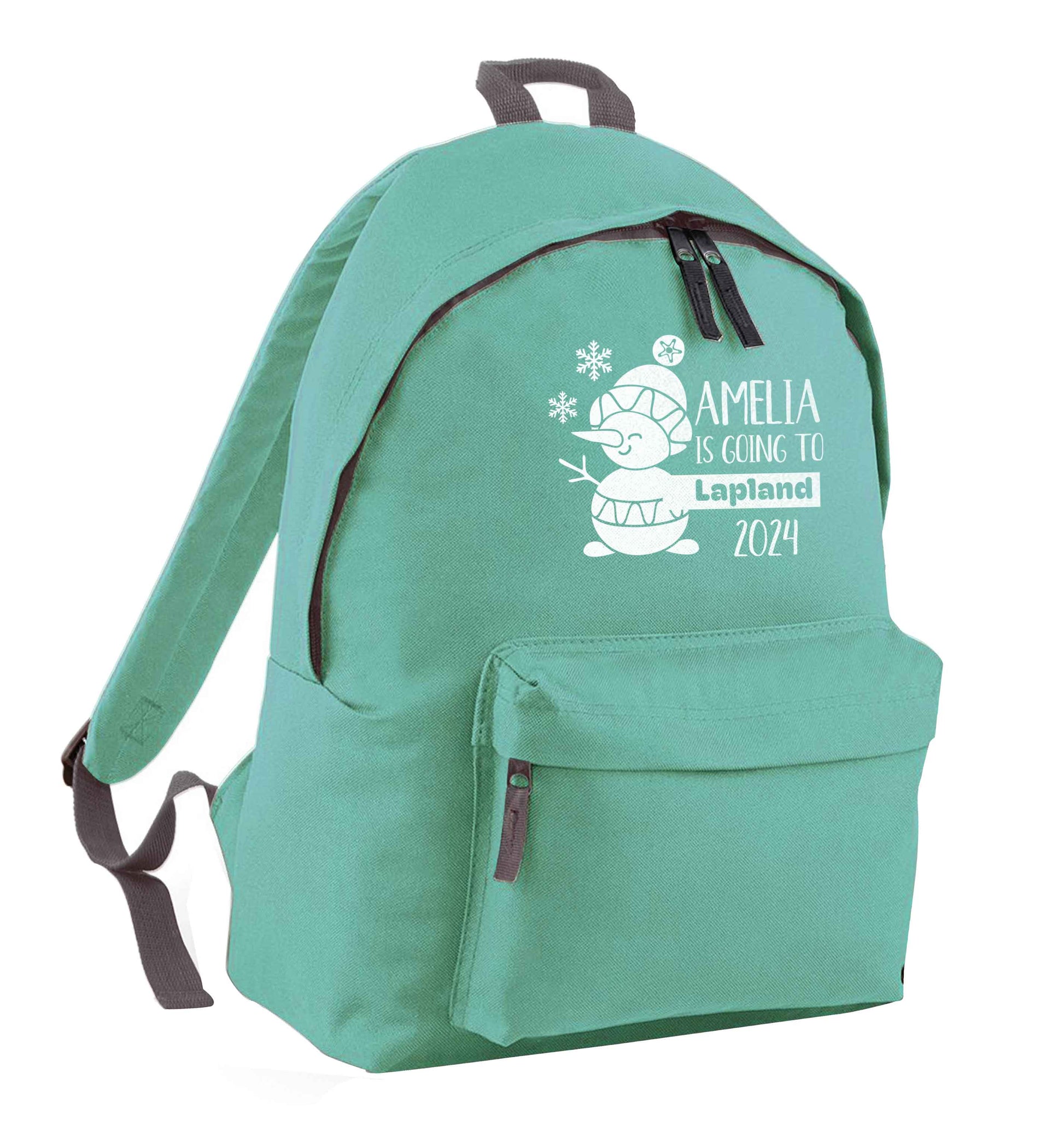 Any name here - is going to Lapland personalised mint adults backpack
