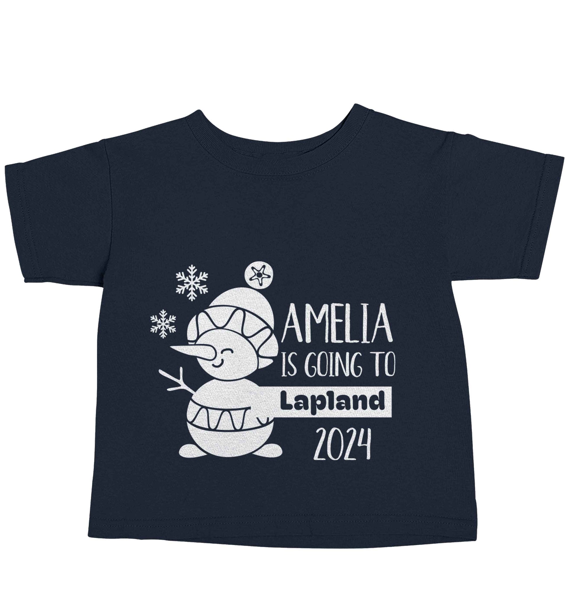 Any name here - is going to Lapland personalised navy baby toddler Tshirt 2 Years