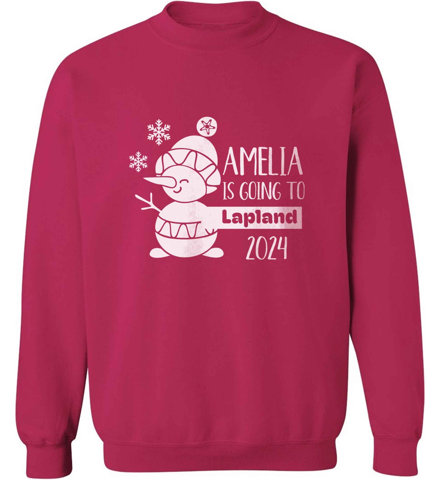 Any name here - is going to Lapland personalised adult's unisex pink sweater 2XL