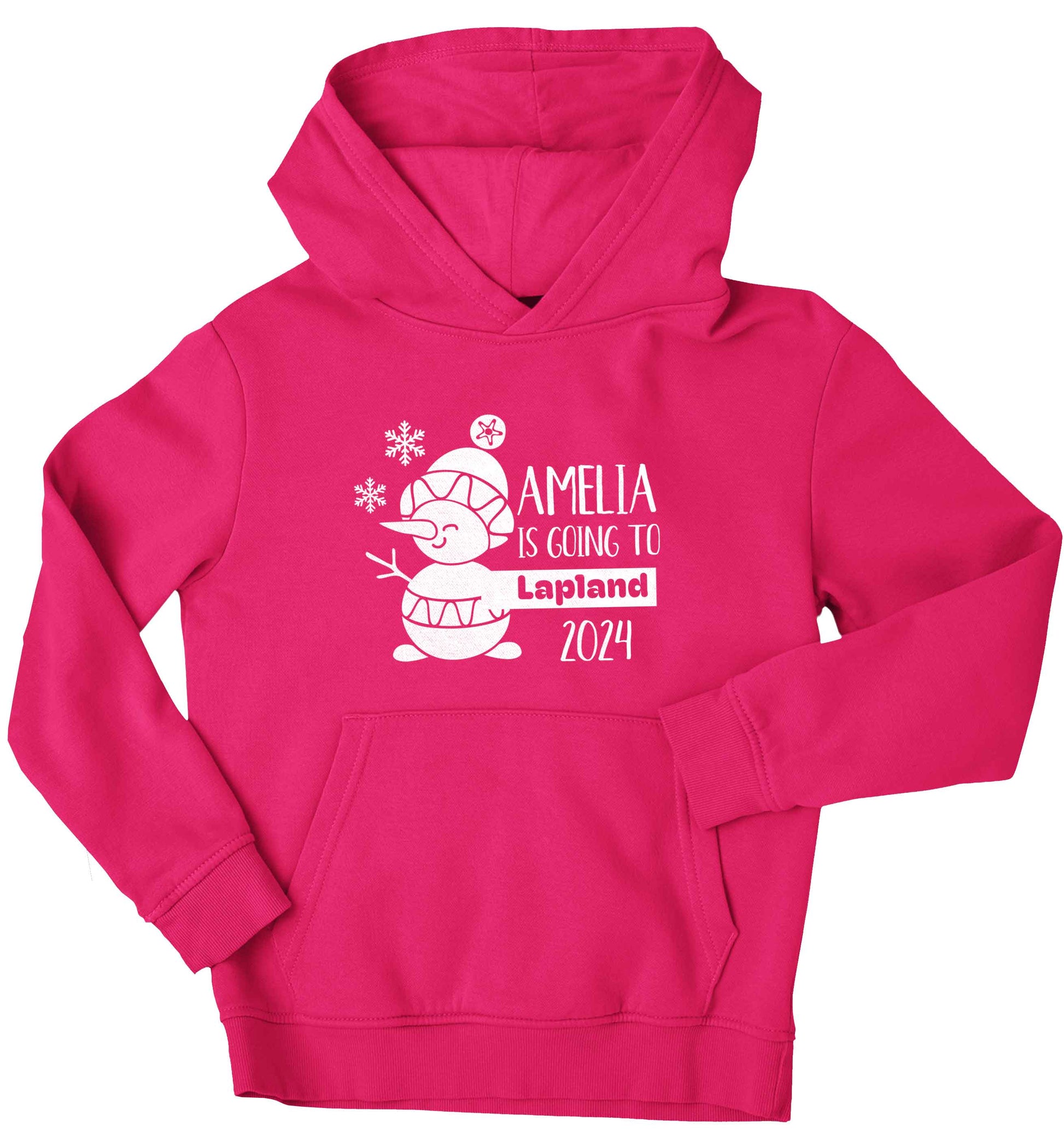 Any name here - is going to Lapland personalised children's pink hoodie 12-13 Years