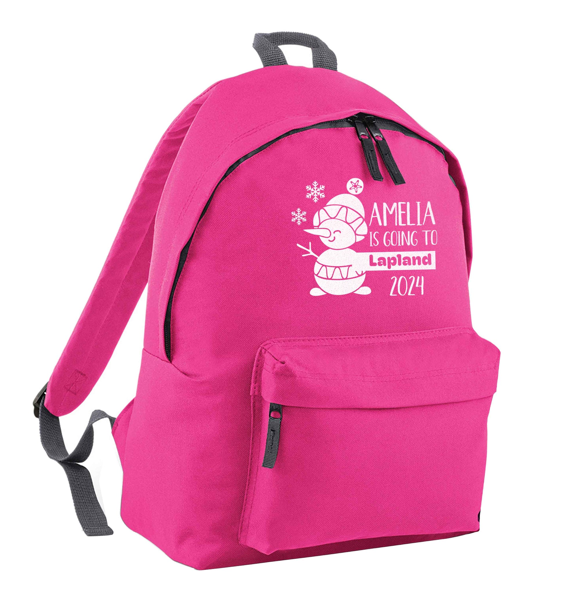 Any name here - is going to Lapland personalised pink adults backpack