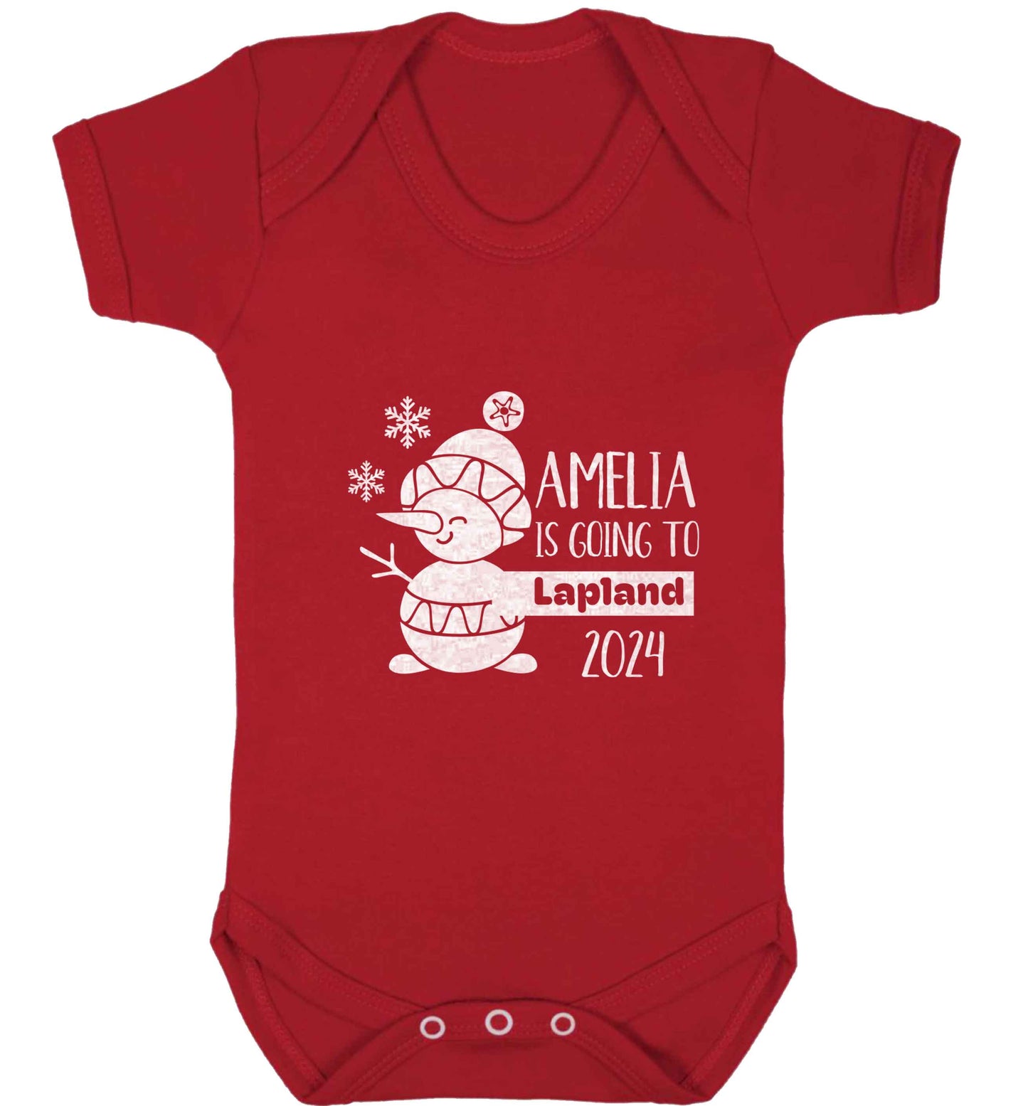Any name here - is going to Lapland personalised baby vest red 18-24 months