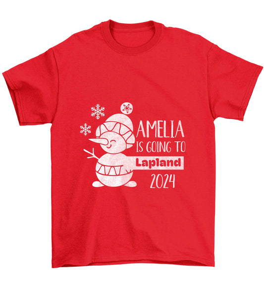 Any name here - is going to Lapland personalised Children's red Tshirt 12-13 Years