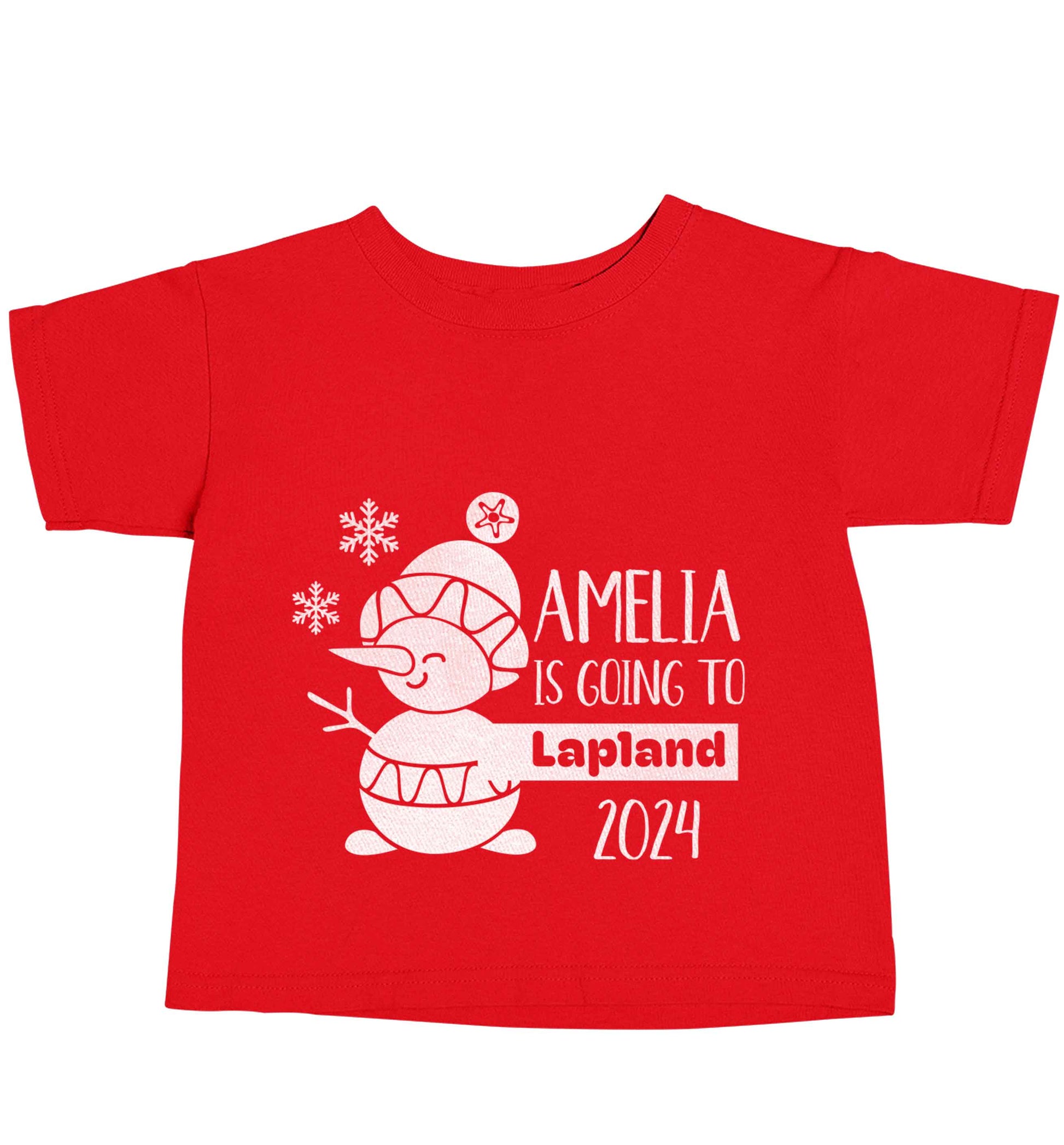 Any name here - is going to Lapland personalised red baby toddler Tshirt 2 Years