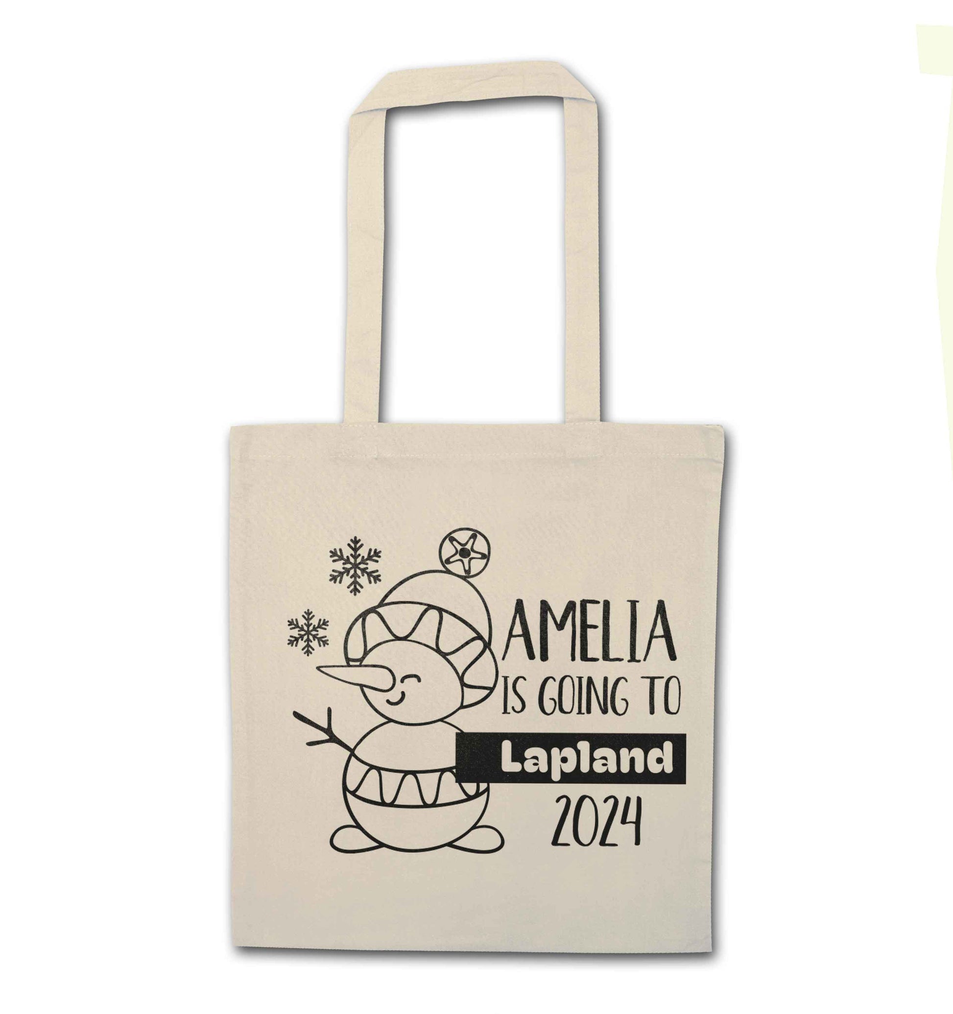 Any name here - is going to Lapland personalised natural tote bag
