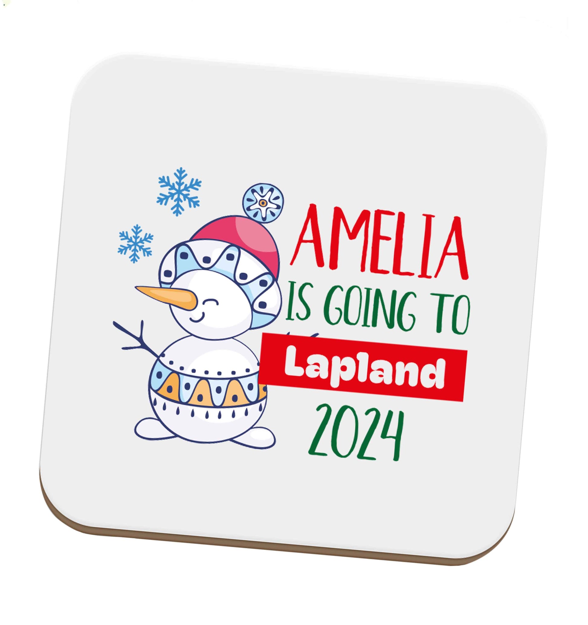 Any name here - is going to Lapland personalised set of four coasters