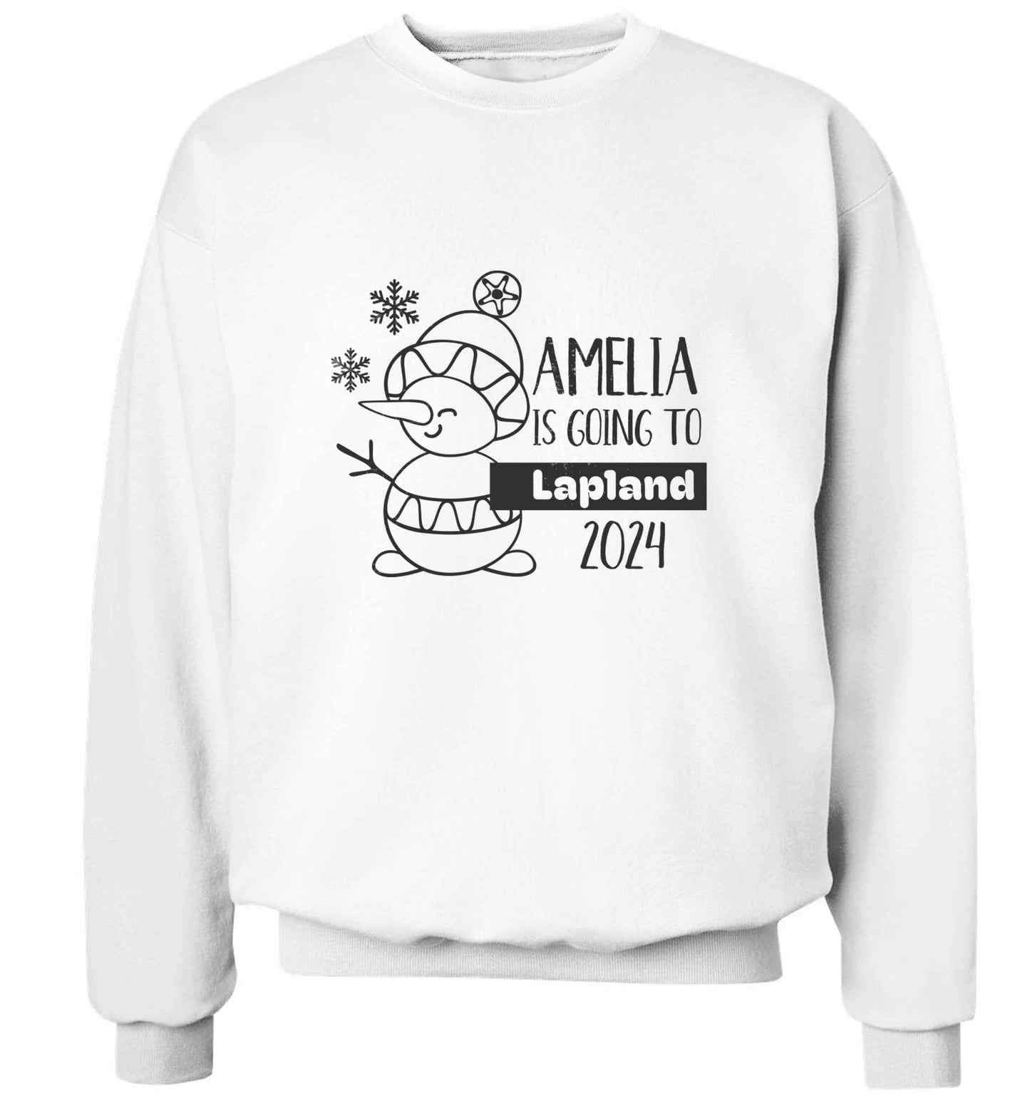 Any name here - is going to Lapland personalised adult's unisex white sweater 2XL