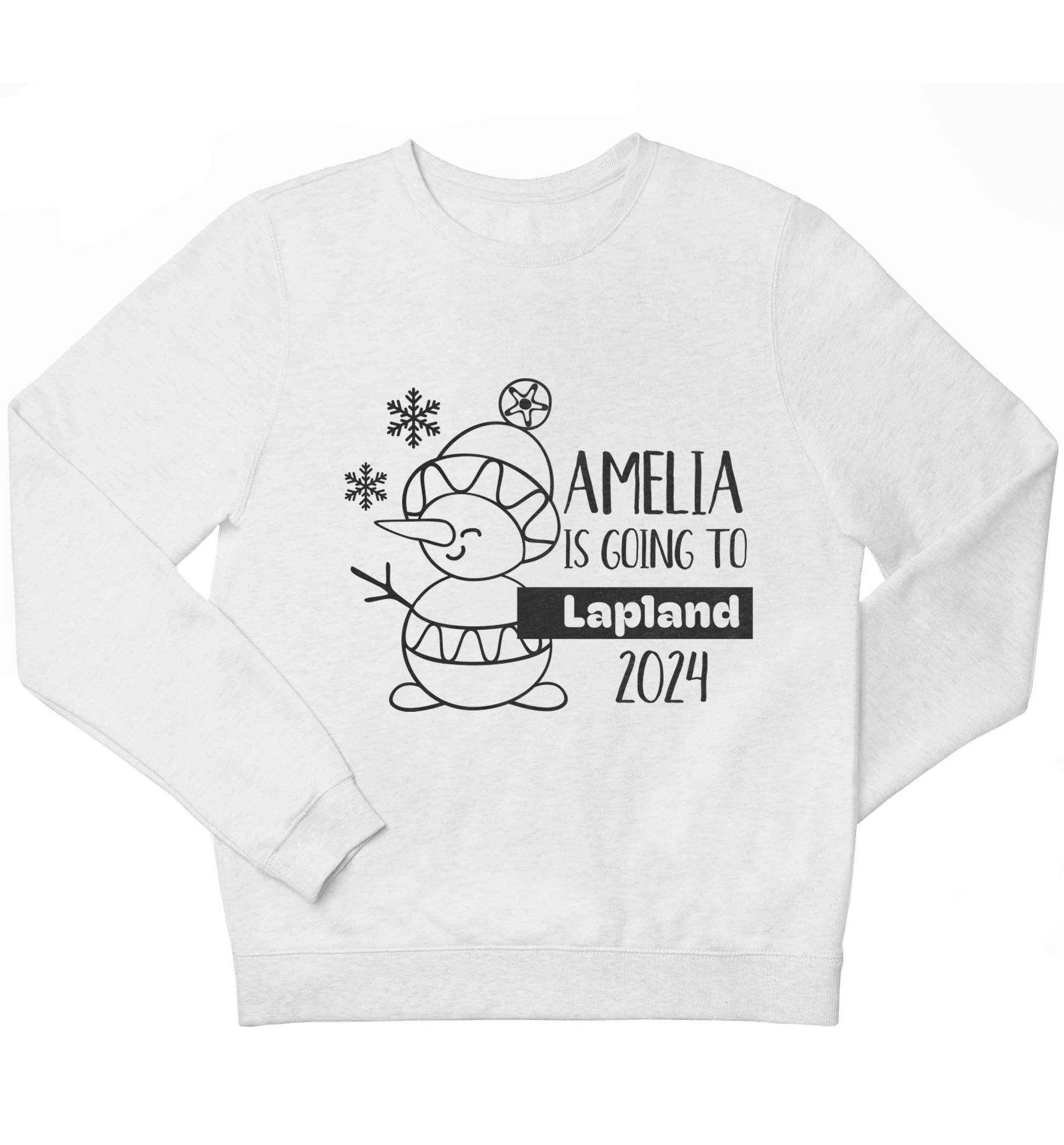 Any name here - is going to Lapland personalised children's white sweater 12-13 Years