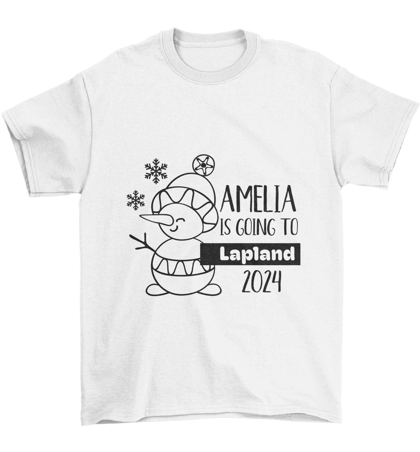 Any name here - is going to Lapland personalised Children's white Tshirt 12-13 Years