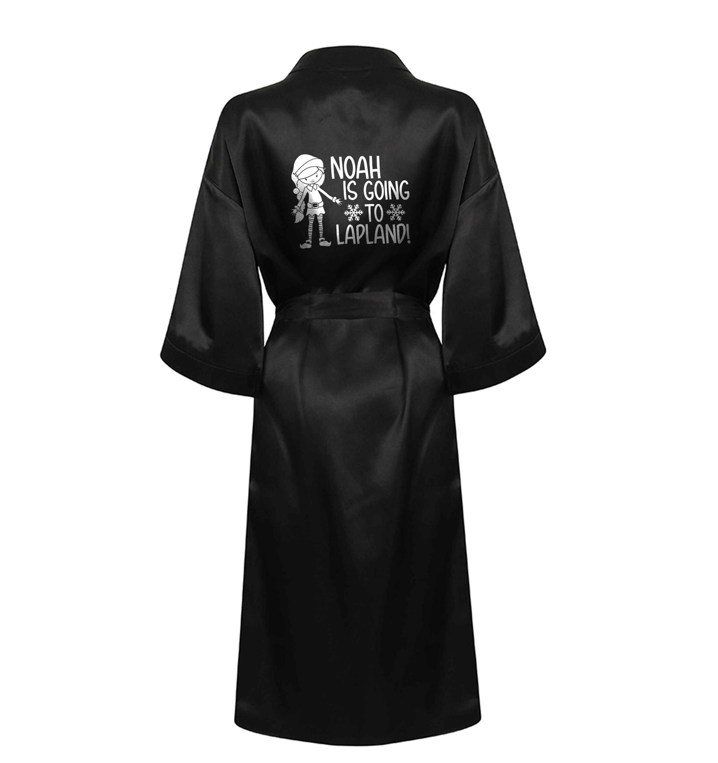 Any name here - is going to Lapland personalised elf XL/XXL black ladies dressing gown size 16/18