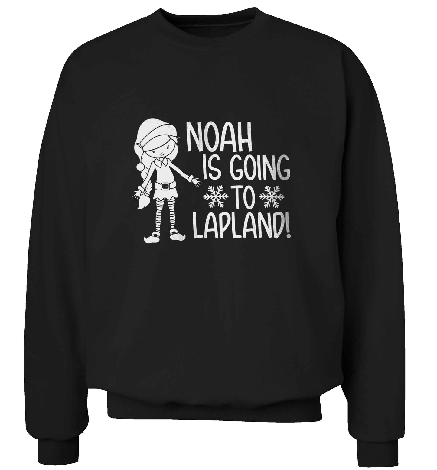 Any name here - is going to Lapland personalised elf adult's unisex black sweater 2XL