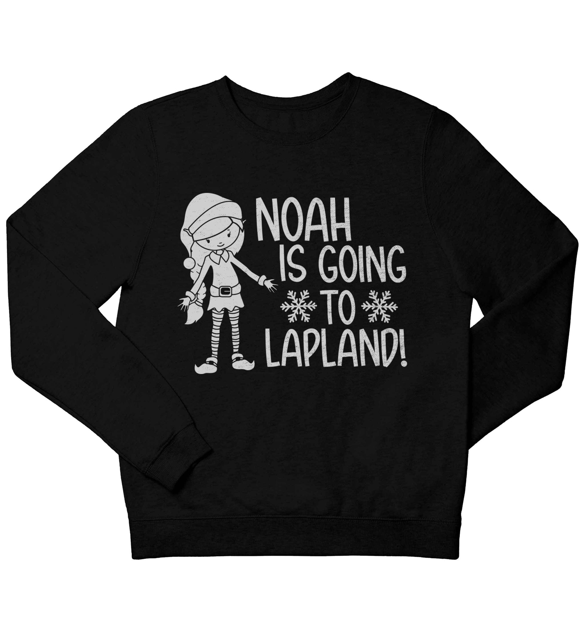 Any name here - is going to Lapland personalised elf children's black sweater 12-13 Years