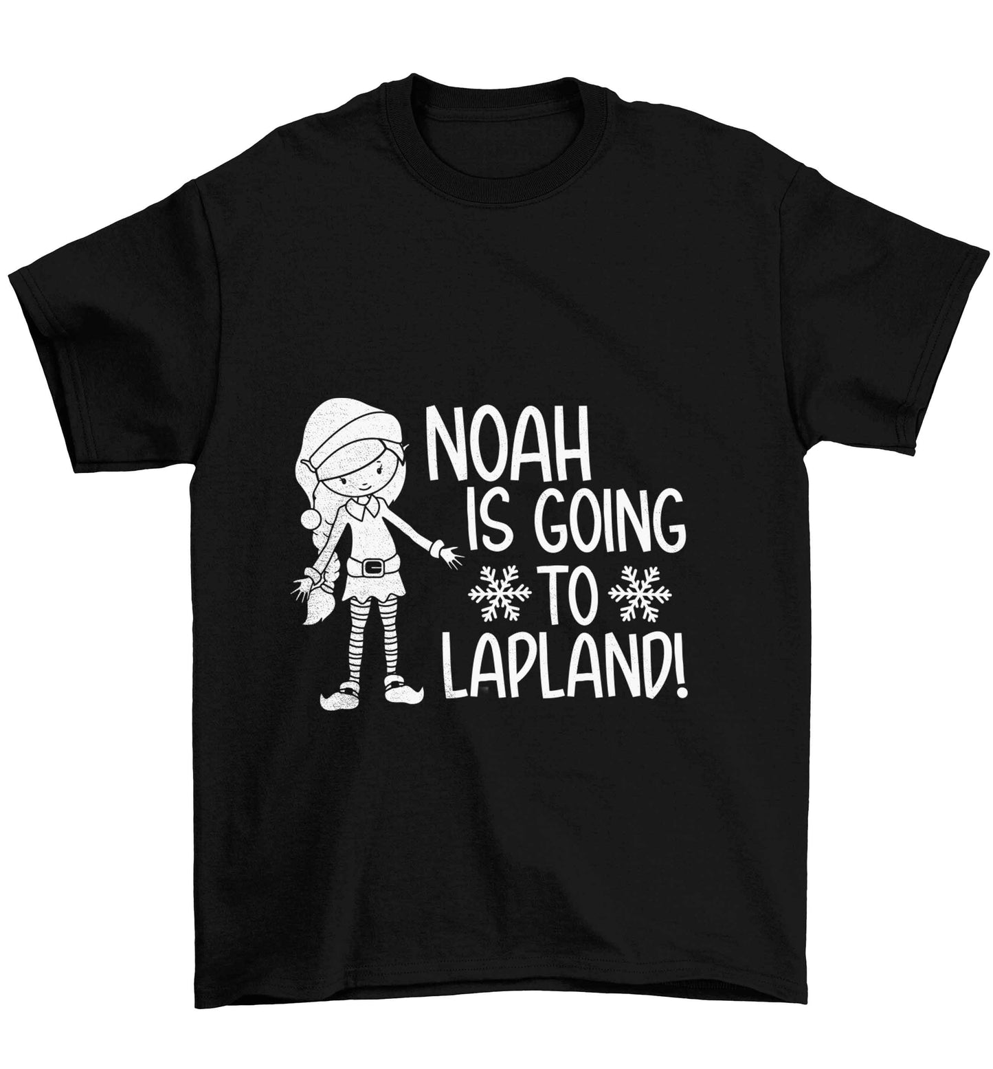 Any name here - is going to Lapland personalised elf Children's black Tshirt 12-13 Years