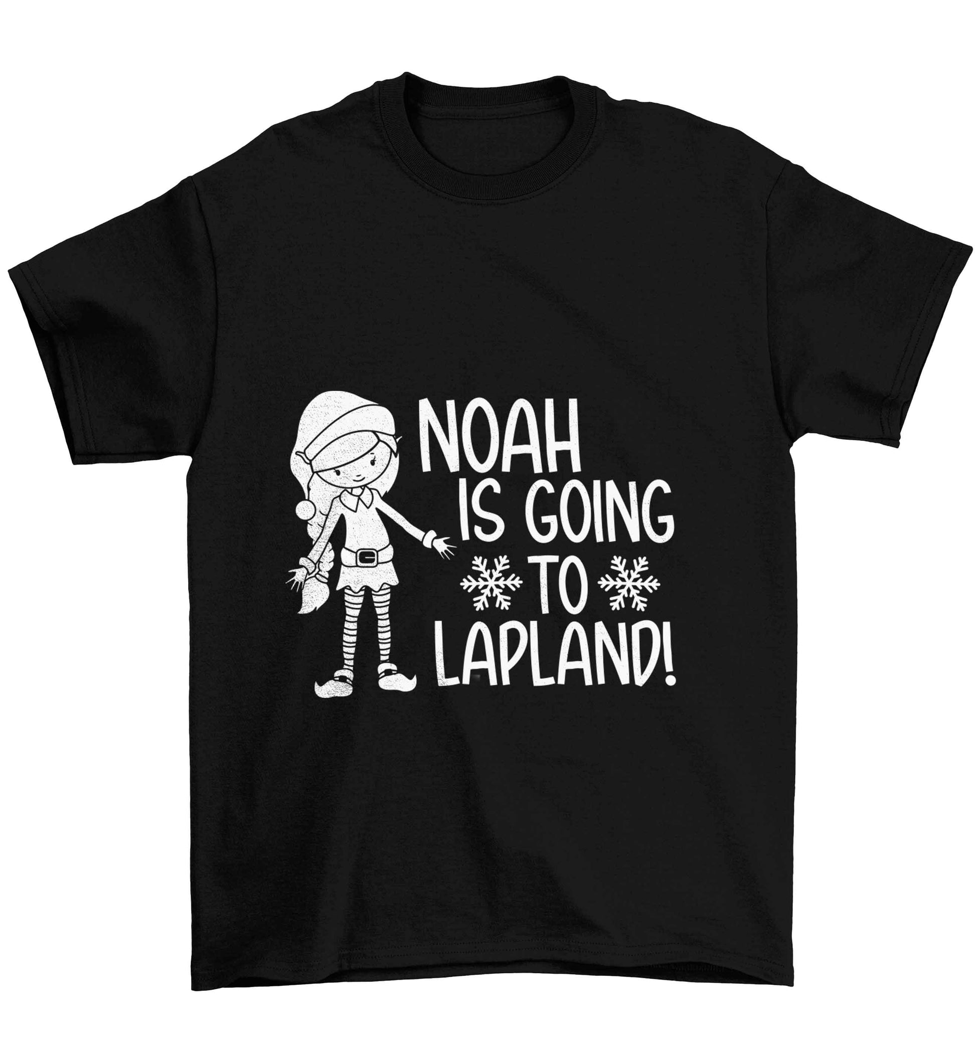 Any name here - is going to Lapland personalised elf Children's black Tshirt 12-13 Years