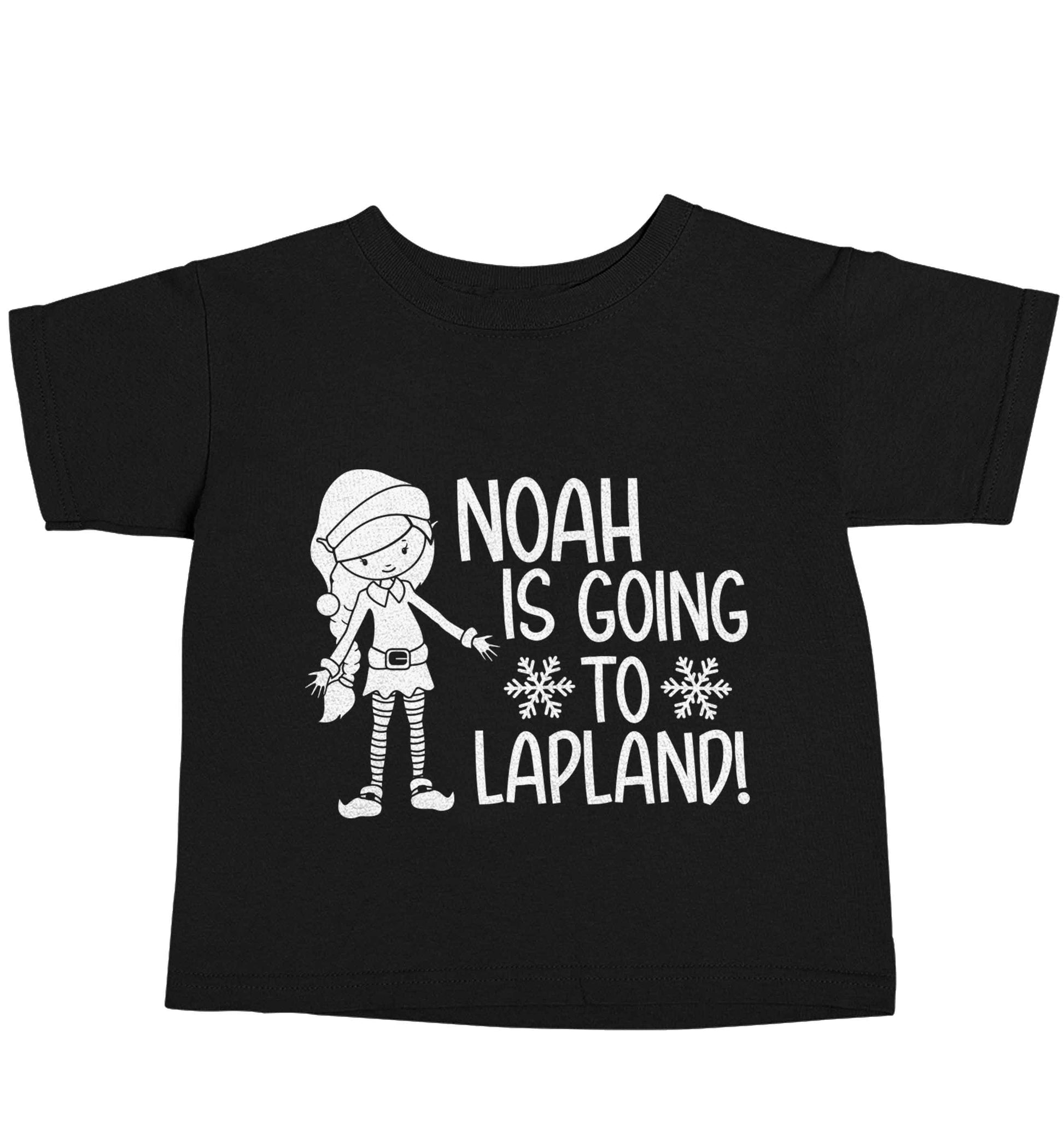 Any name here - is going to Lapland personalised elf Black baby toddler Tshirt 2 years