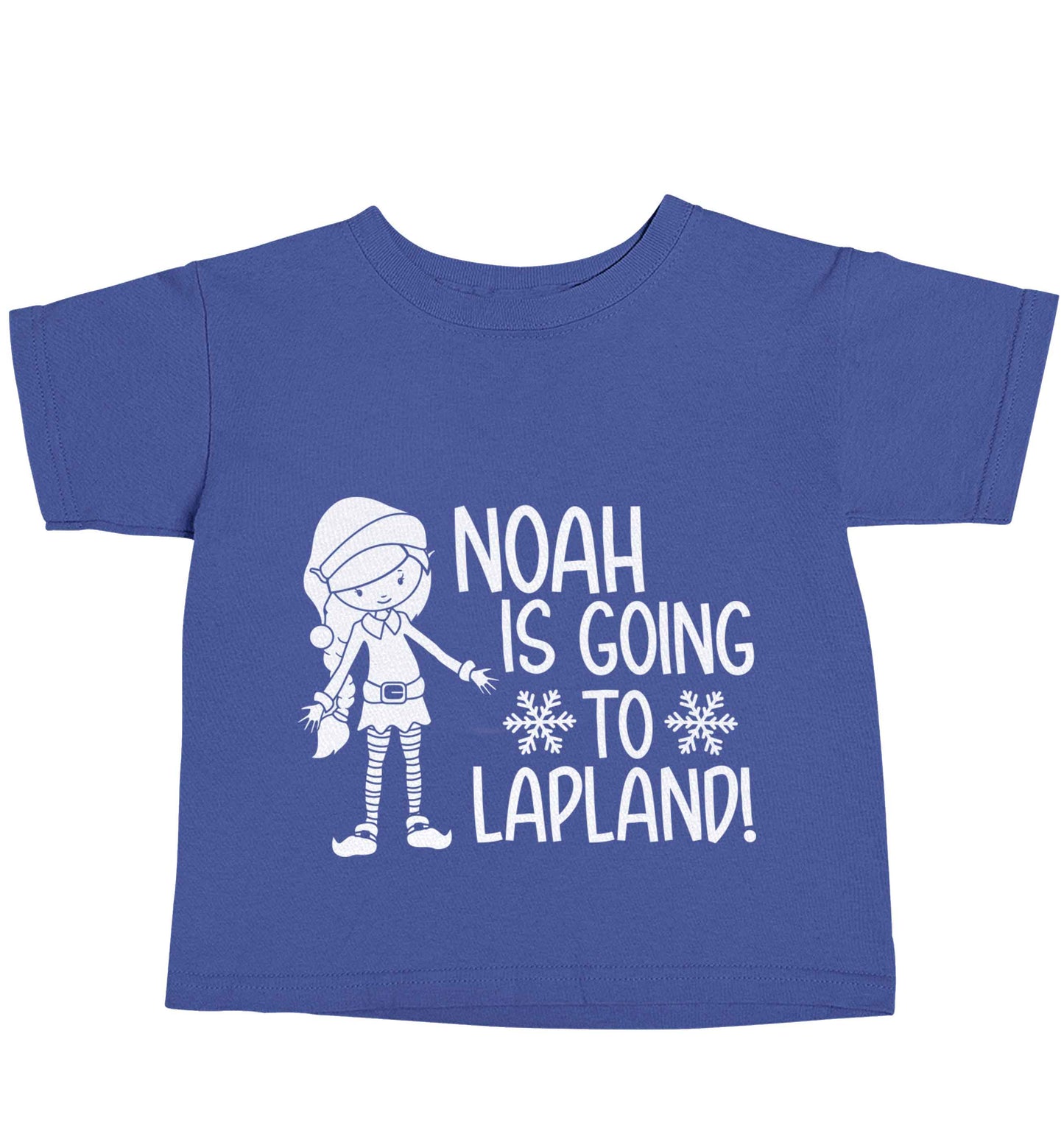 Any name here - is going to Lapland personalised elf blue baby toddler Tshirt 2 Years