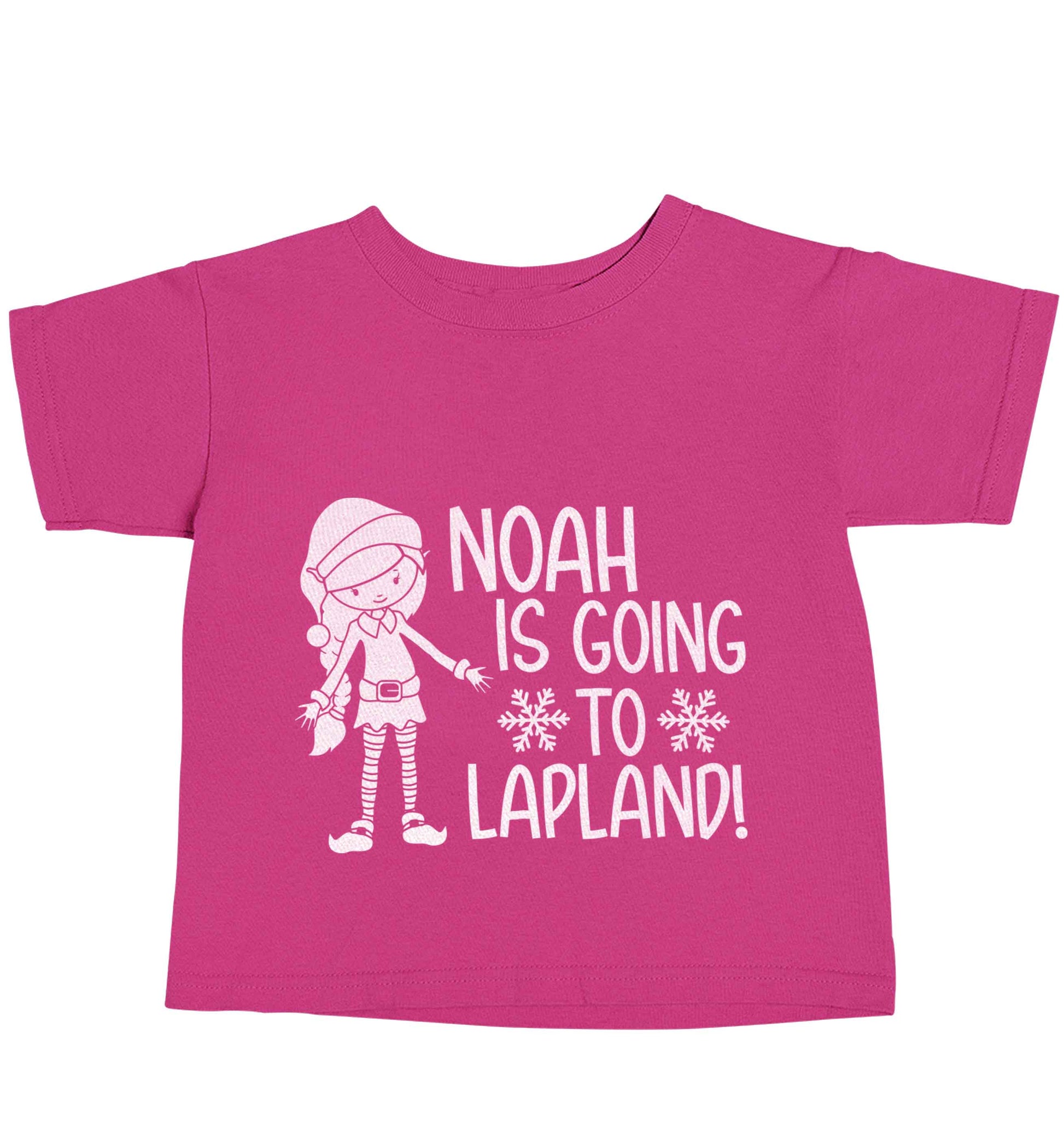 Any name here - is going to Lapland personalised elf pink baby toddler Tshirt 2 Years