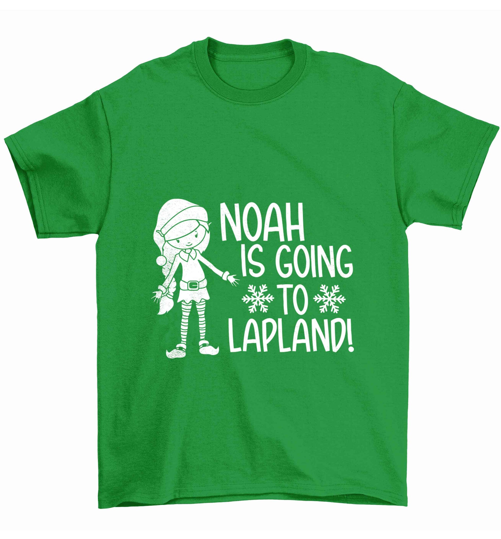 Any name here - is going to Lapland personalised elf Children's green Tshirt 12-13 Years