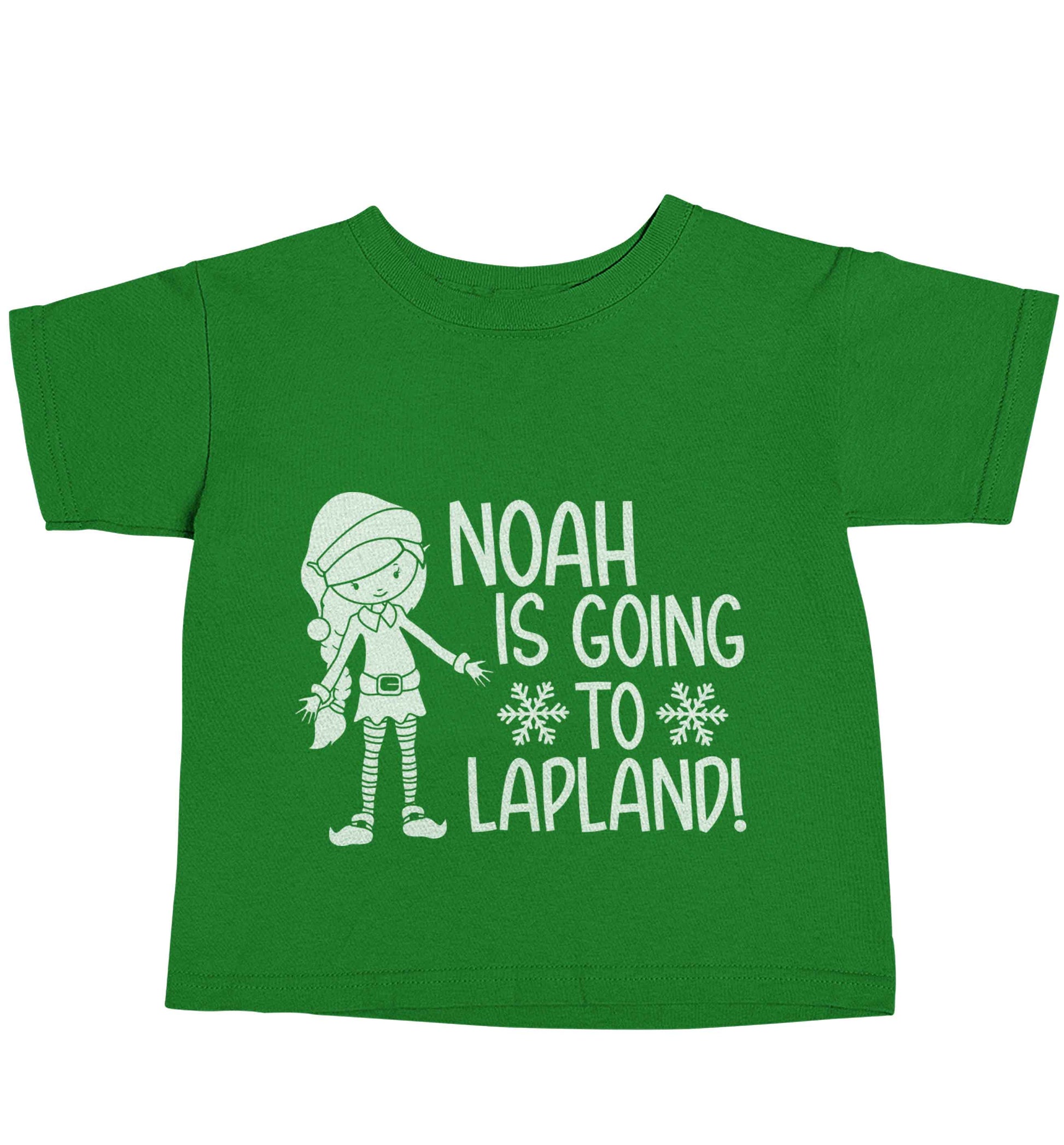 Any name here - is going to Lapland personalised elf green baby toddler Tshirt 2 Years