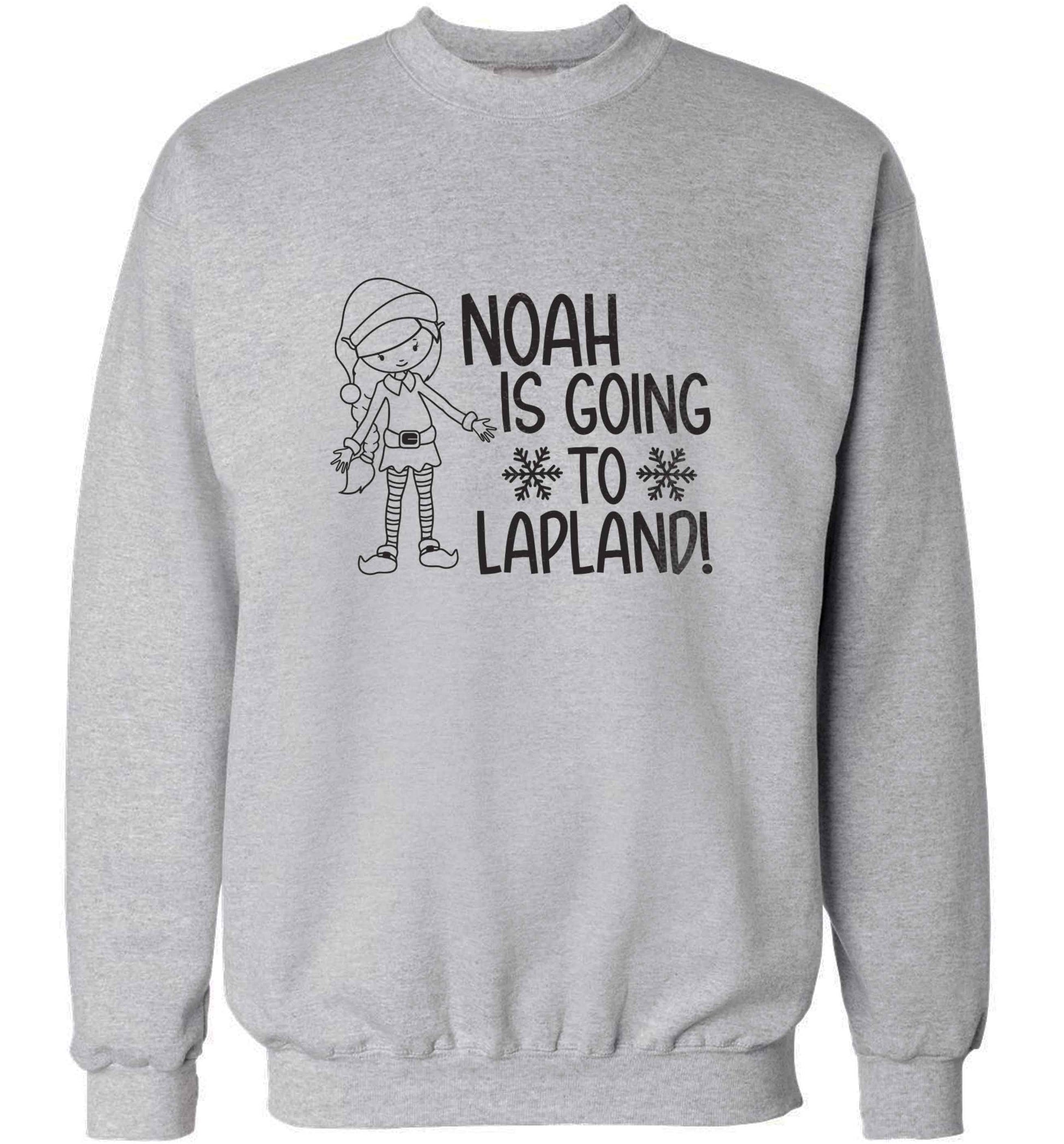 Any name here - is going to Lapland personalised elf adult's unisex grey sweater 2XL