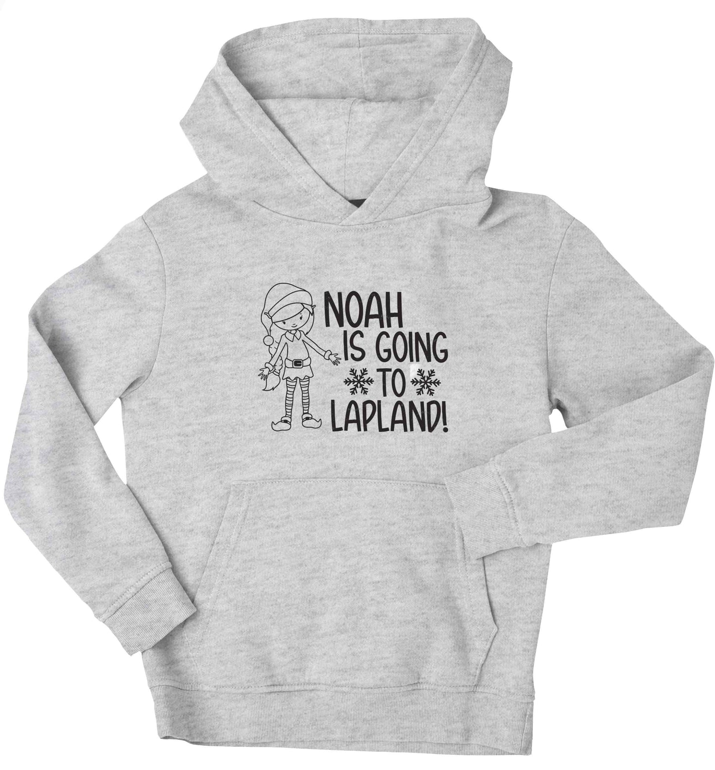 Any name here - is going to Lapland personalised elf children's grey hoodie 12-13 Years