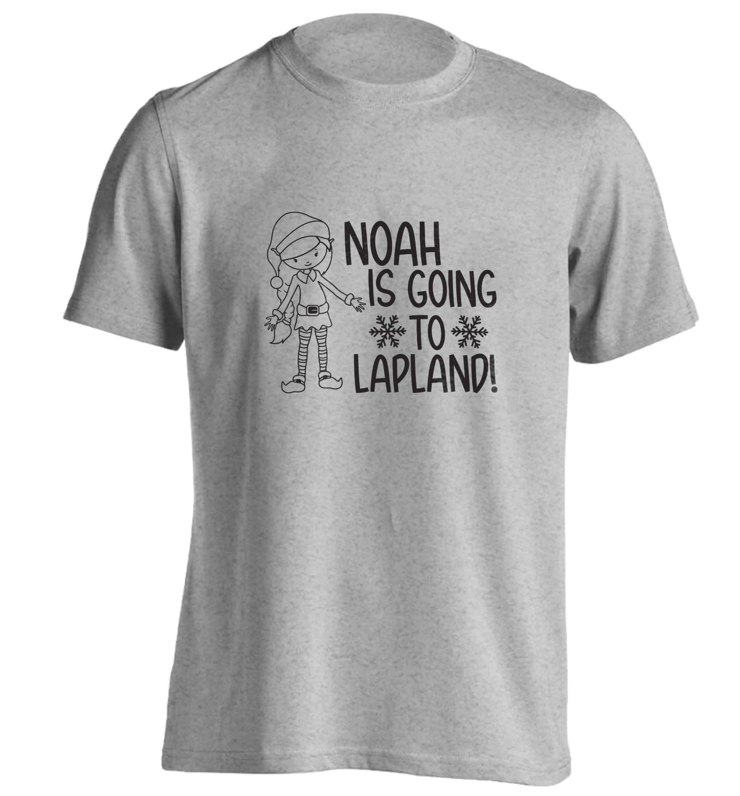 Any name here - is going to Lapland personalised elf adults unisex grey Tshirt 2XL