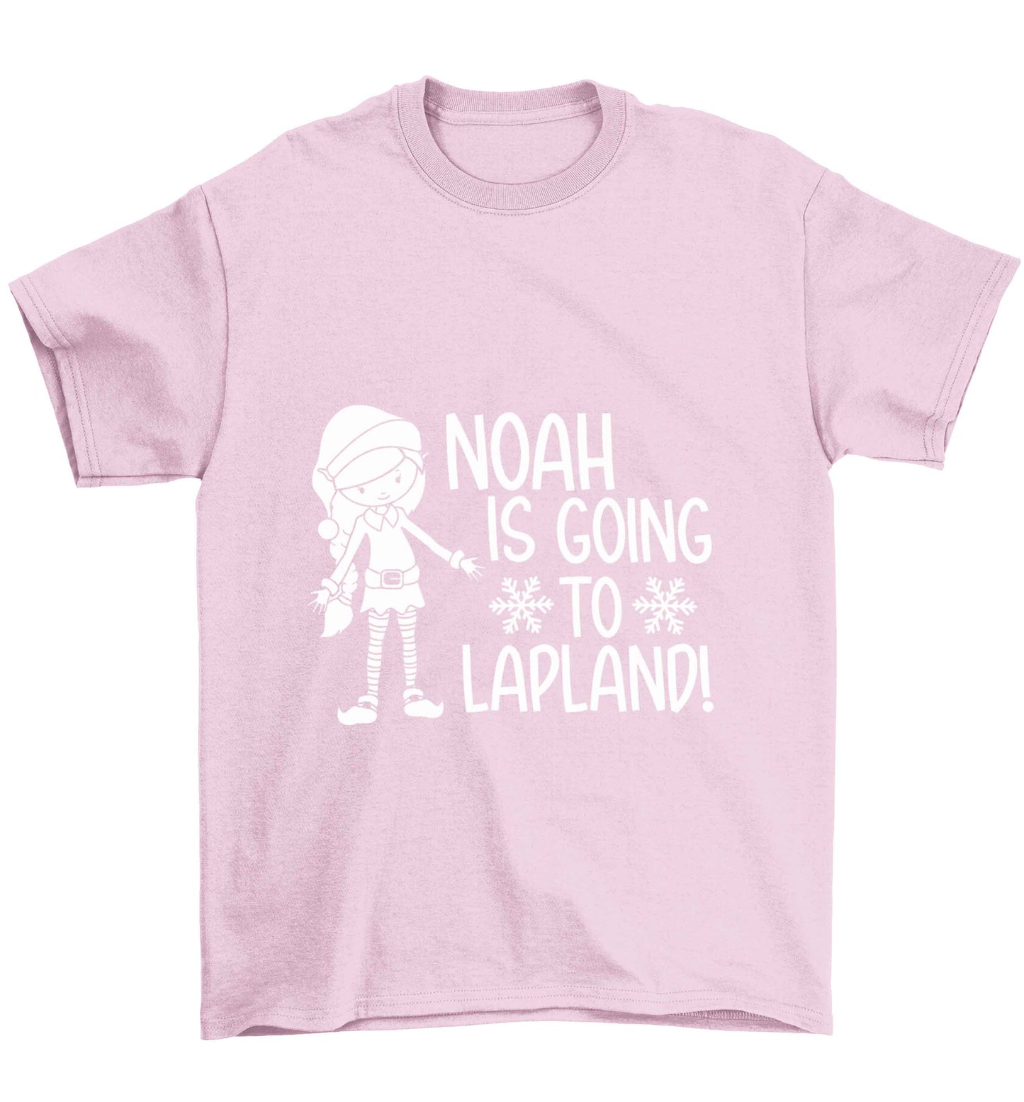 Any name here - is going to Lapland personalised elf Children's light pink Tshirt 12-13 Years