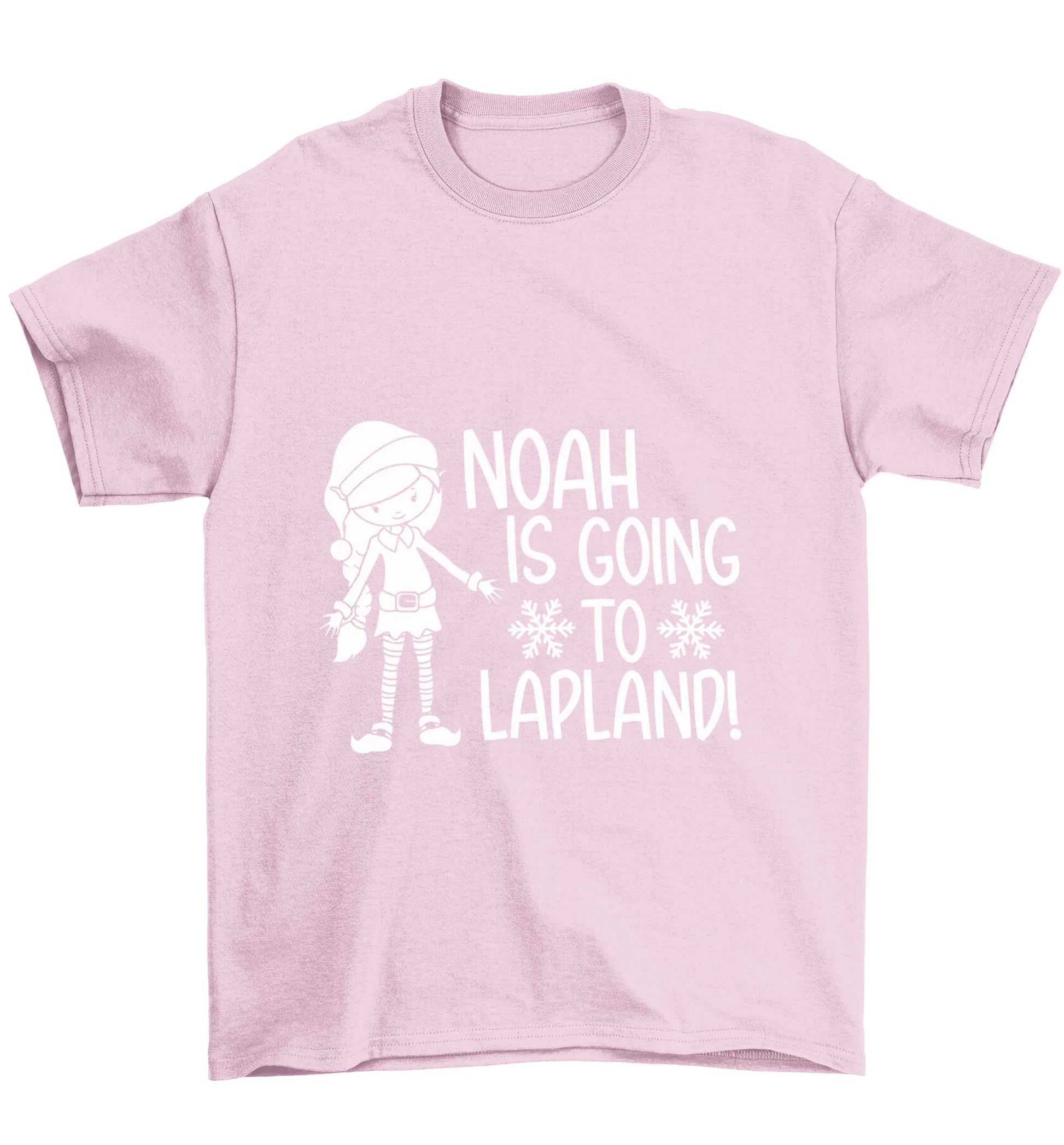 Any name here - is going to Lapland personalised elf Children's light pink Tshirt 12-13 Years