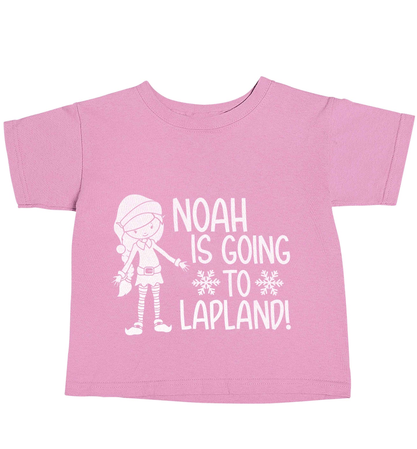Any name here - is going to Lapland personalised elf light pink baby toddler Tshirt 2 Years