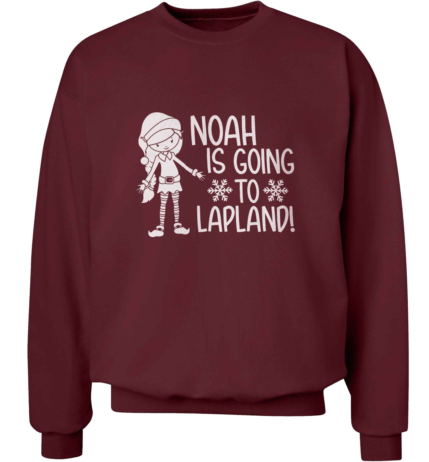 Any name here - is going to Lapland personalised elf adult's unisex maroon sweater 2XL