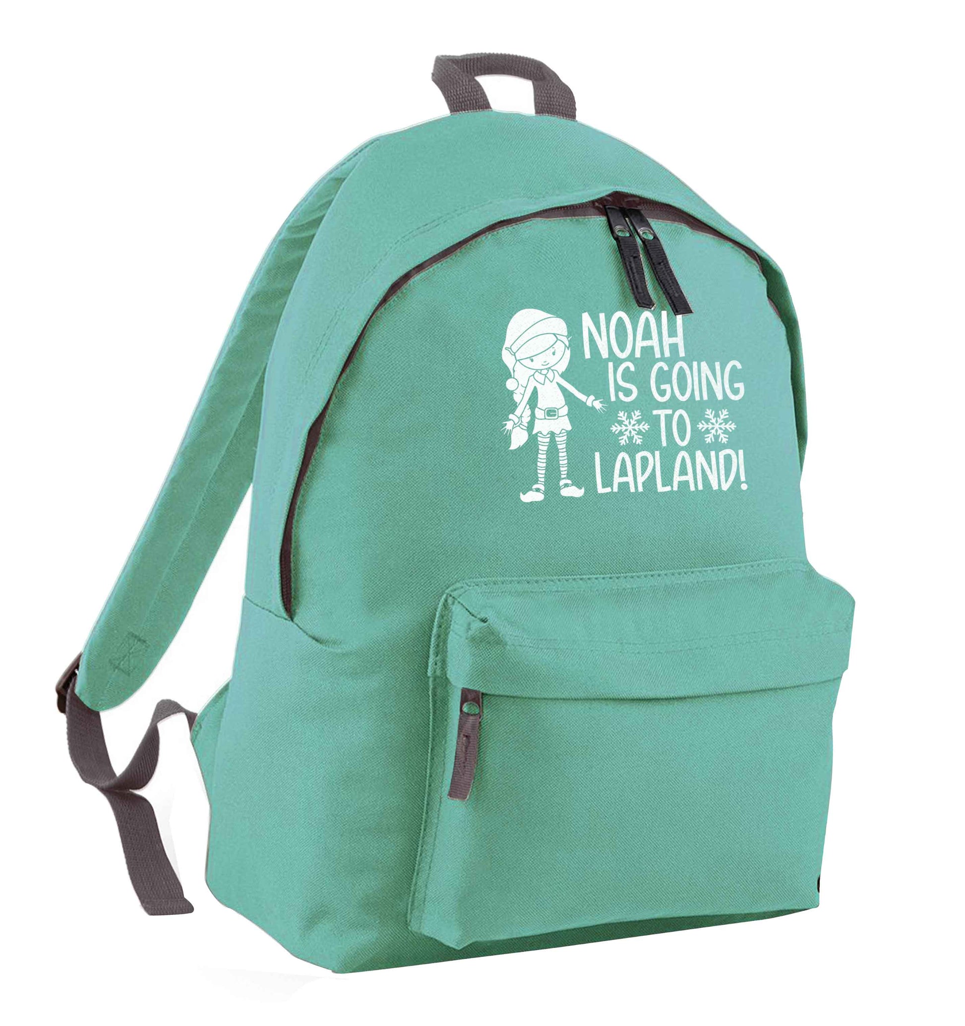 Any name here - is going to Lapland personalised elf mint adults backpack