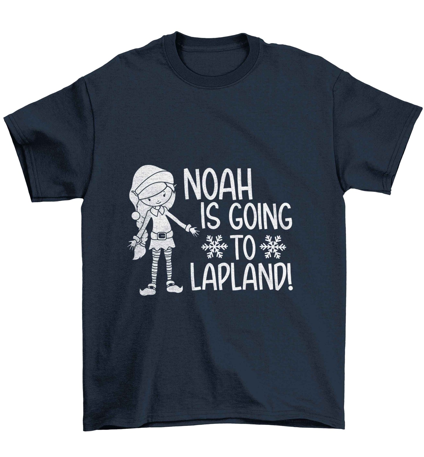 Any name here - is going to Lapland personalised elf Children's navy Tshirt 12-13 Years