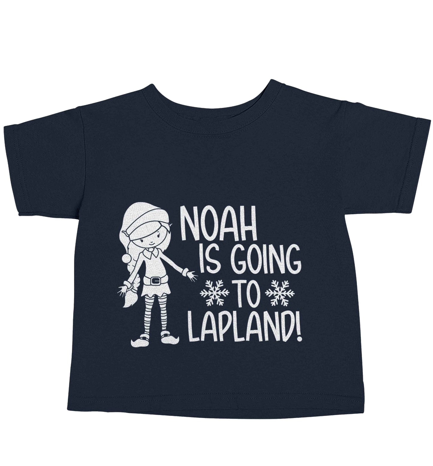 Any name here - is going to Lapland personalised elf navy baby toddler Tshirt 2 Years