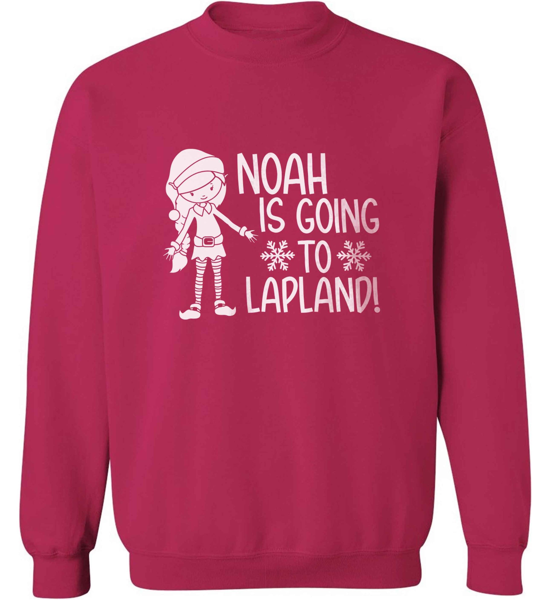 Any name here - is going to Lapland personalised elf adult's unisex pink sweater 2XL