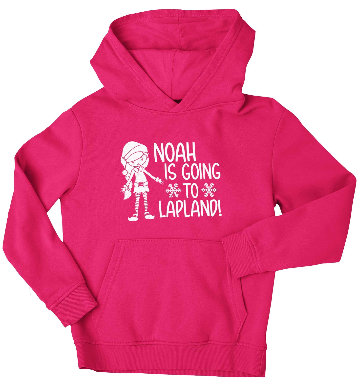 Any name here - is going to Lapland personalised elf children's pink hoodie 12-13 Years