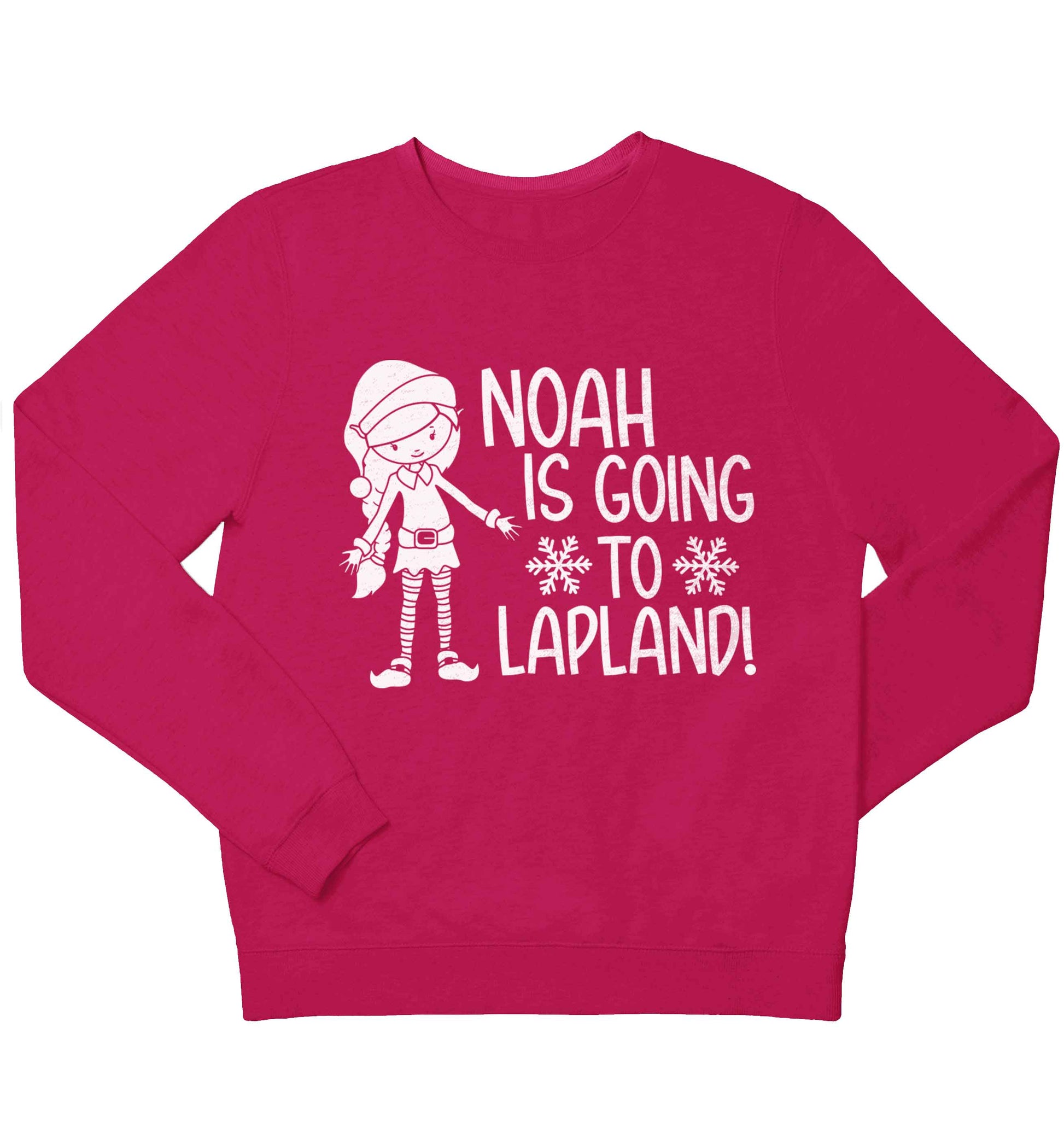 Any name here - is going to Lapland personalised elf children's pink sweater 12-13 Years