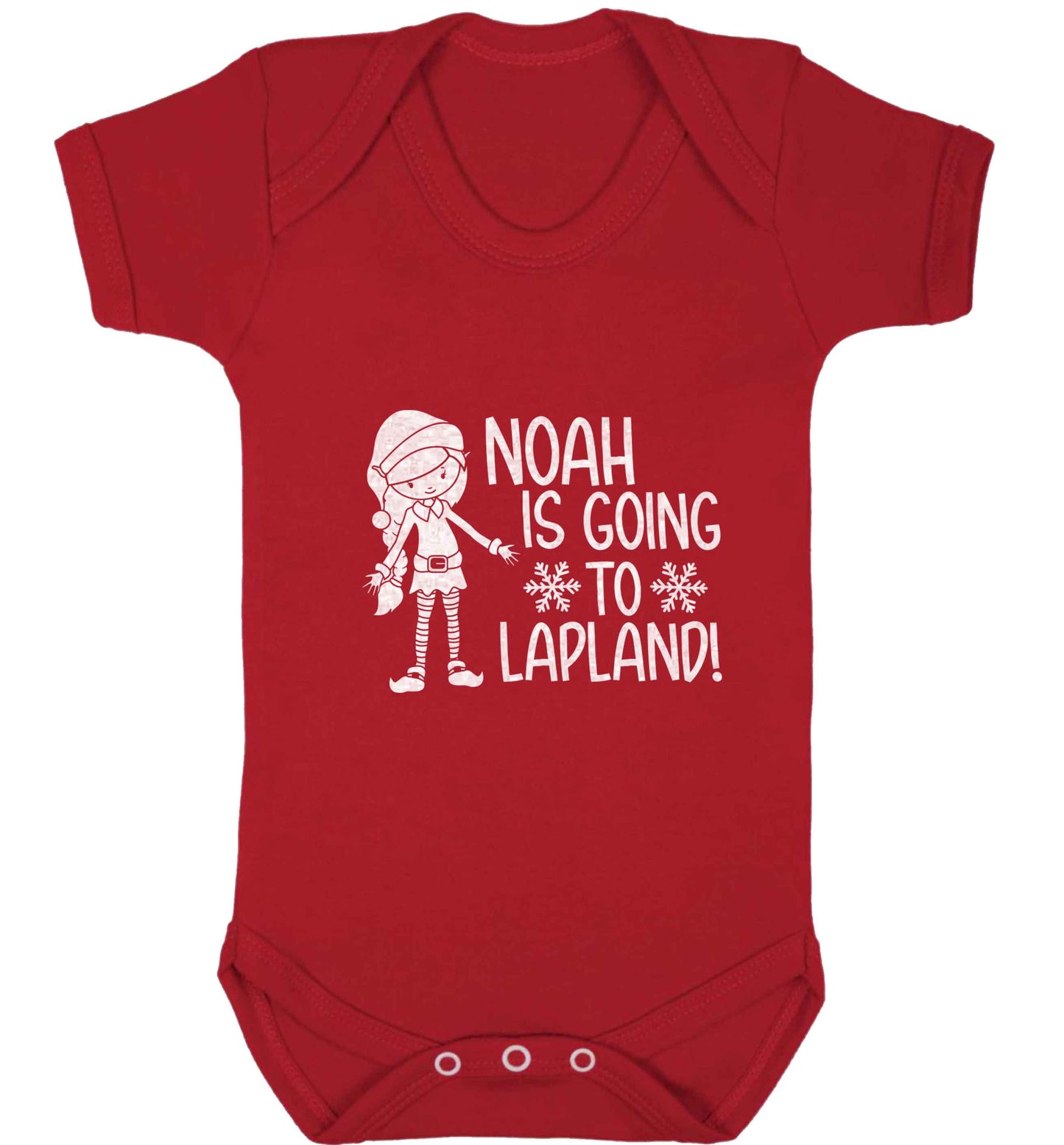 Any name here - is going to Lapland personalised elf baby vest red 18-24 months