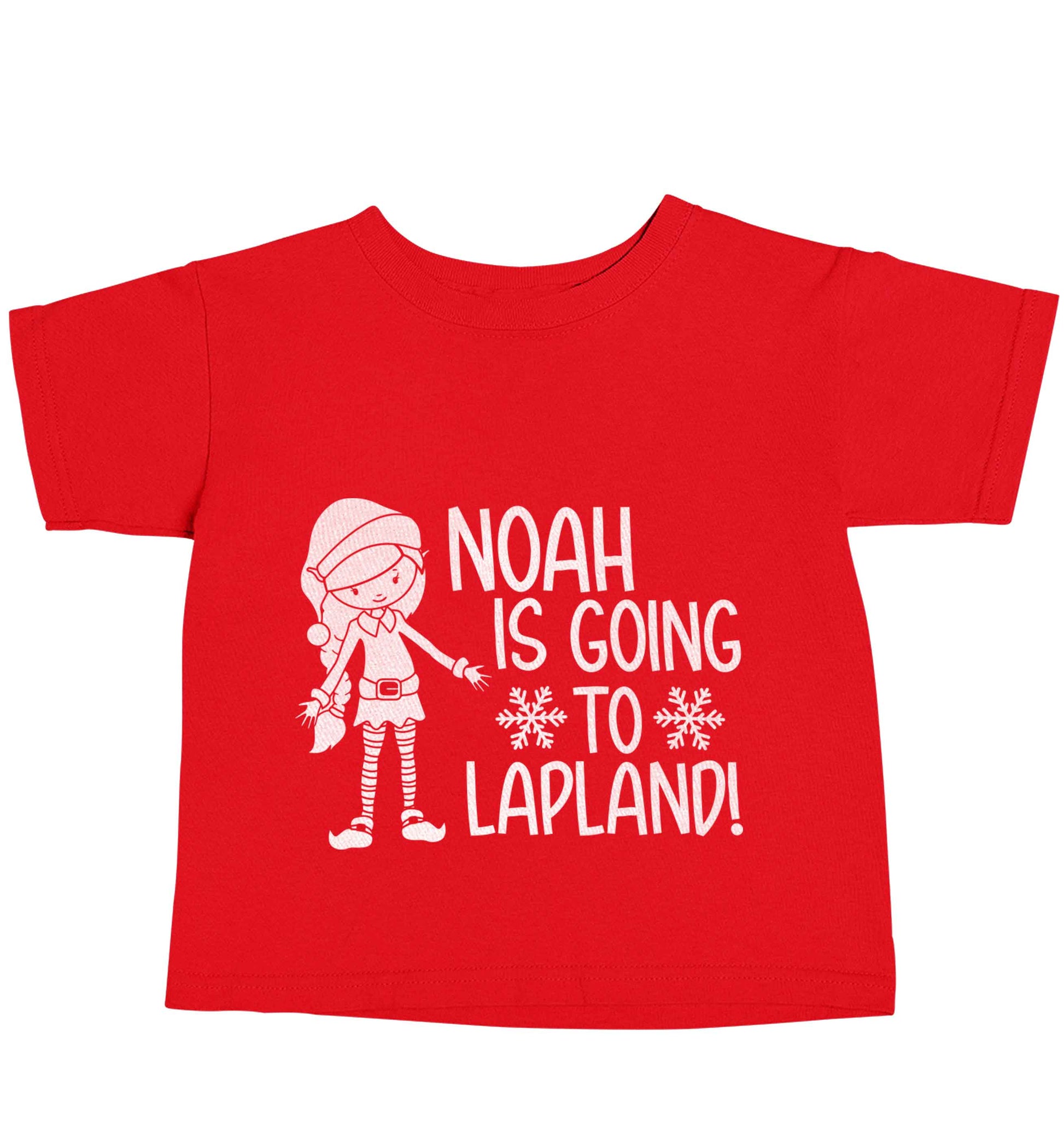 Any name here - is going to Lapland personalised elf red baby toddler Tshirt 2 Years