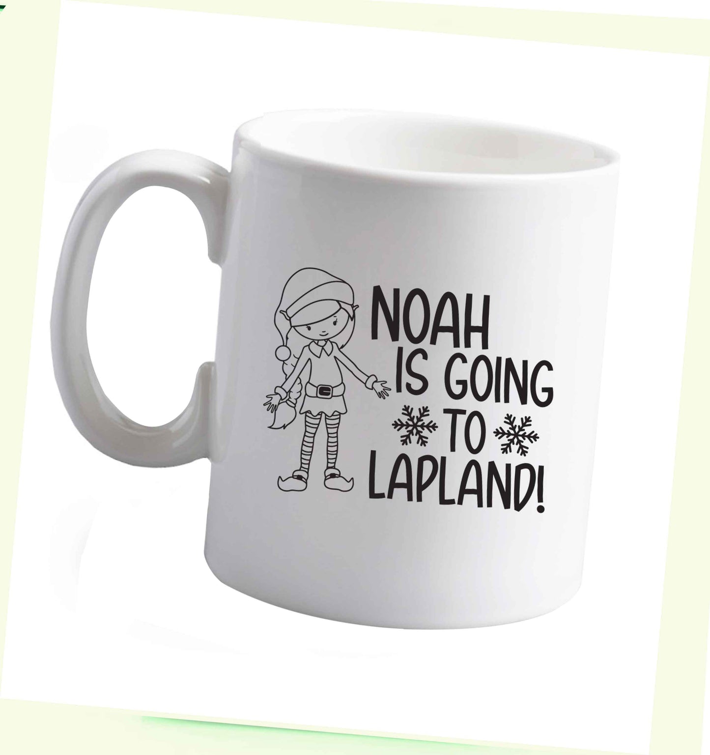 10 oz Any name here - is going to Lapland personalised elf ceramic mug right handed