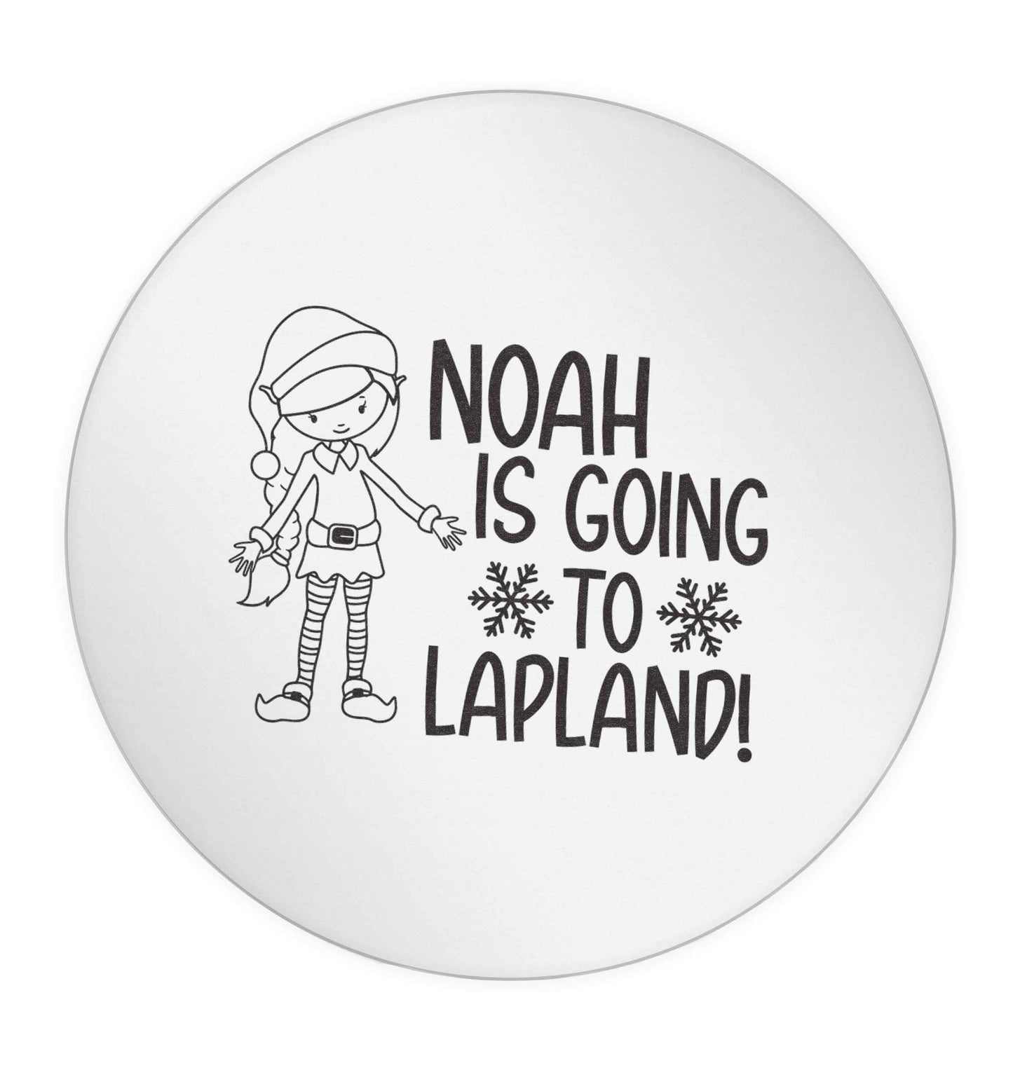 Any name here - is going to Lapland personalised elf 24 @ 45mm matt circle stickers