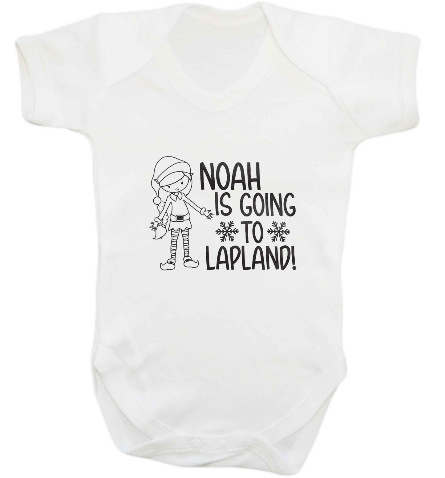 Any name here - is going to Lapland personalised elf baby vest white 18-24 months