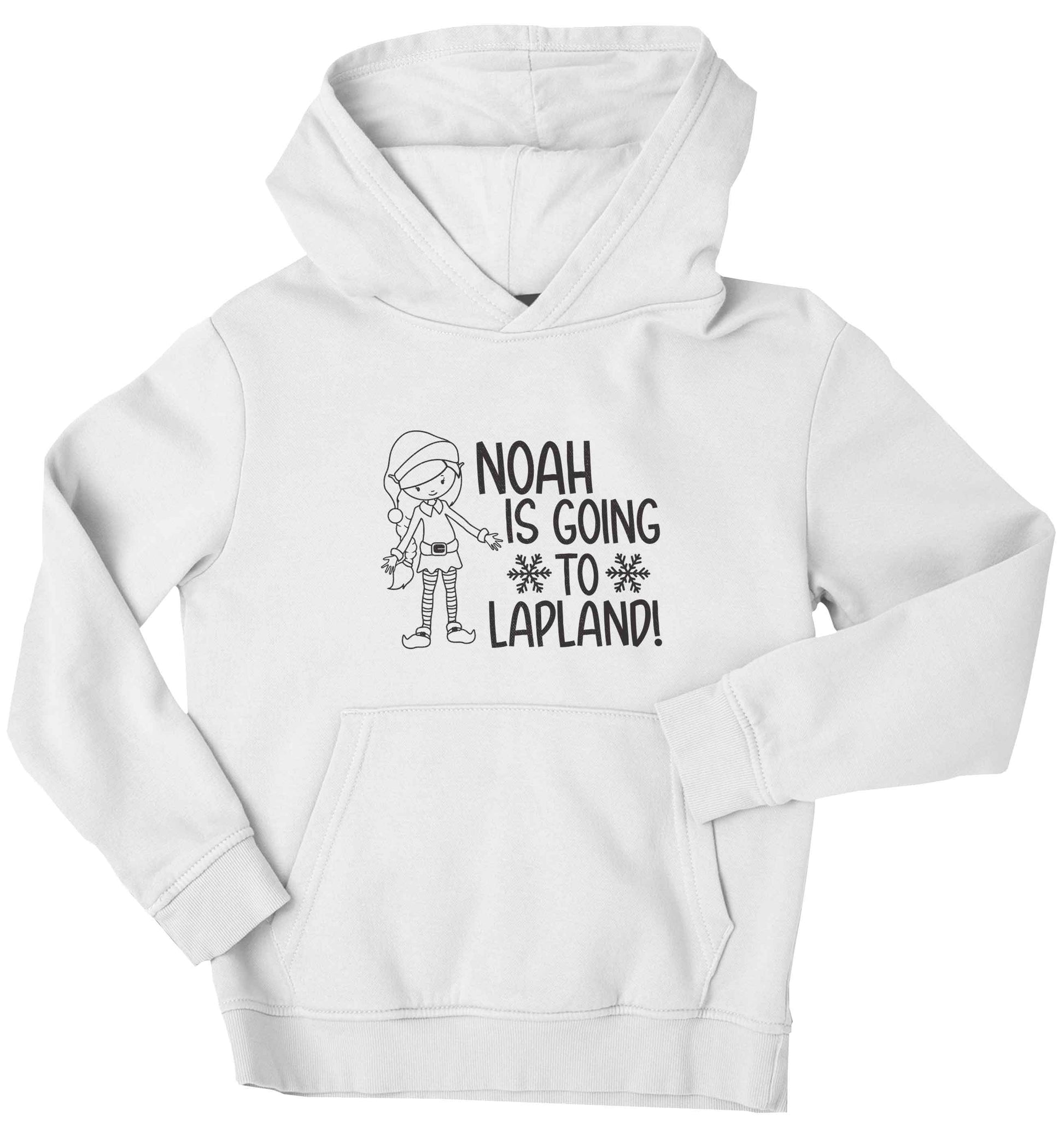 Any name here - is going to Lapland personalised elf children's white hoodie 12-13 Years