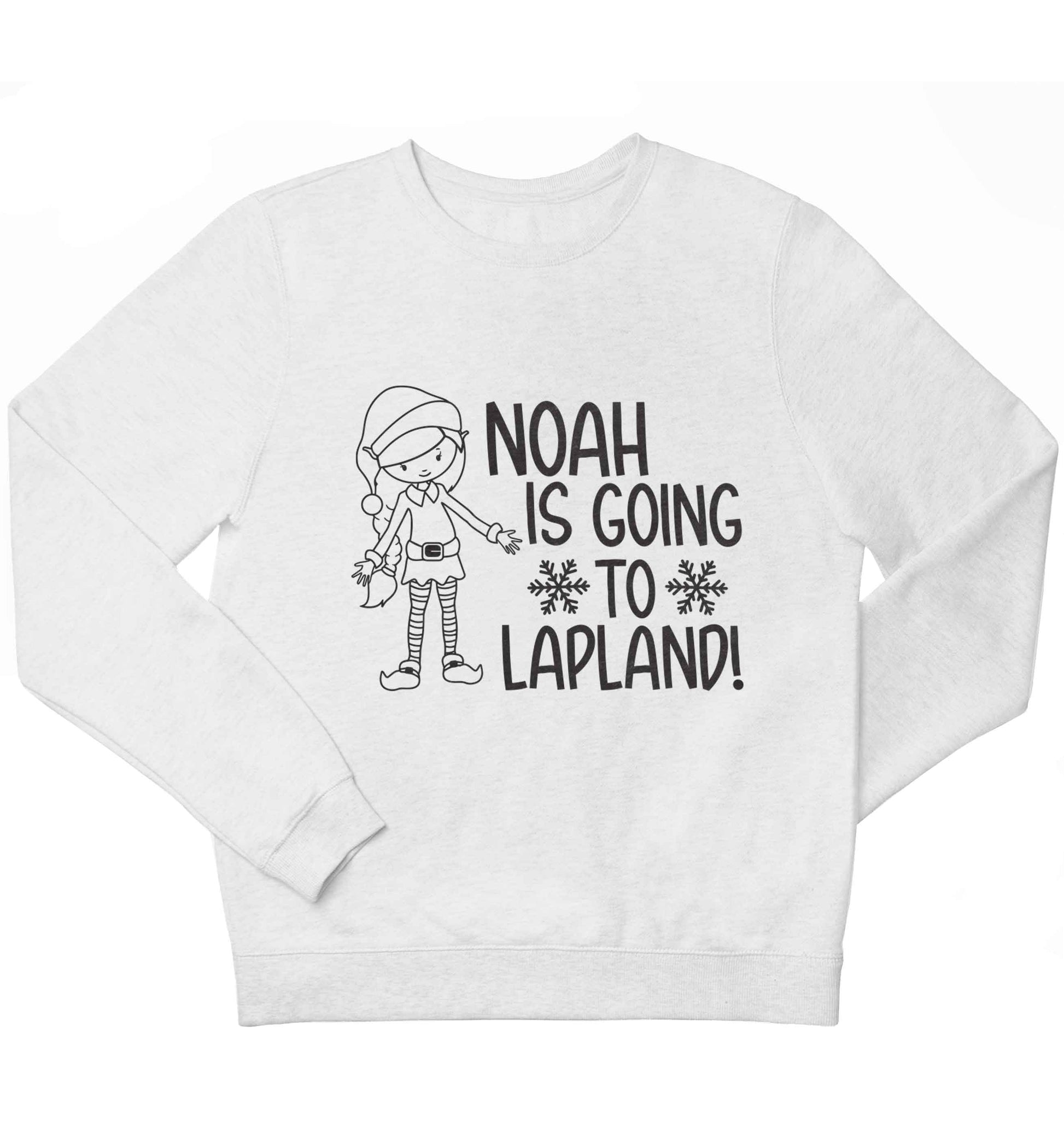 Any name here - is going to Lapland personalised elf children's white sweater 12-13 Years