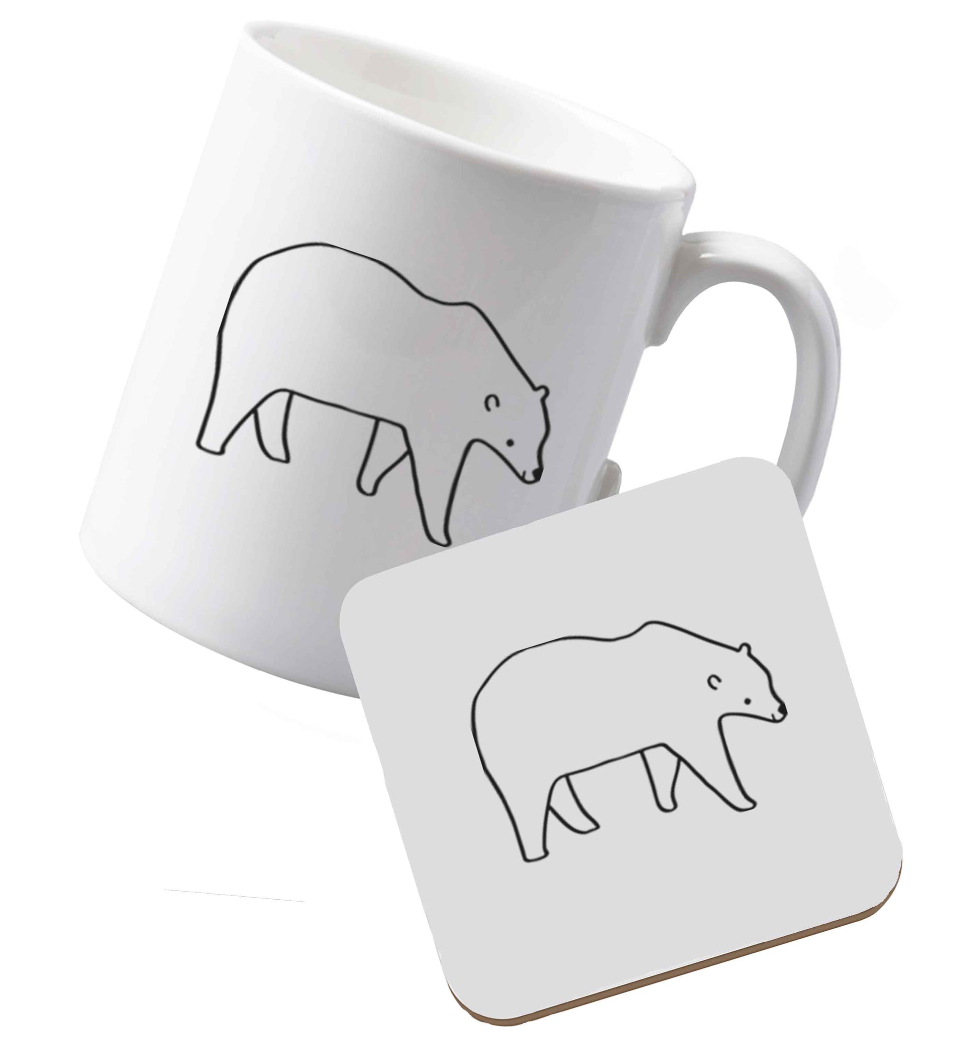 10 oz Ceramic mug and coaster Polar Bear Kit both sides