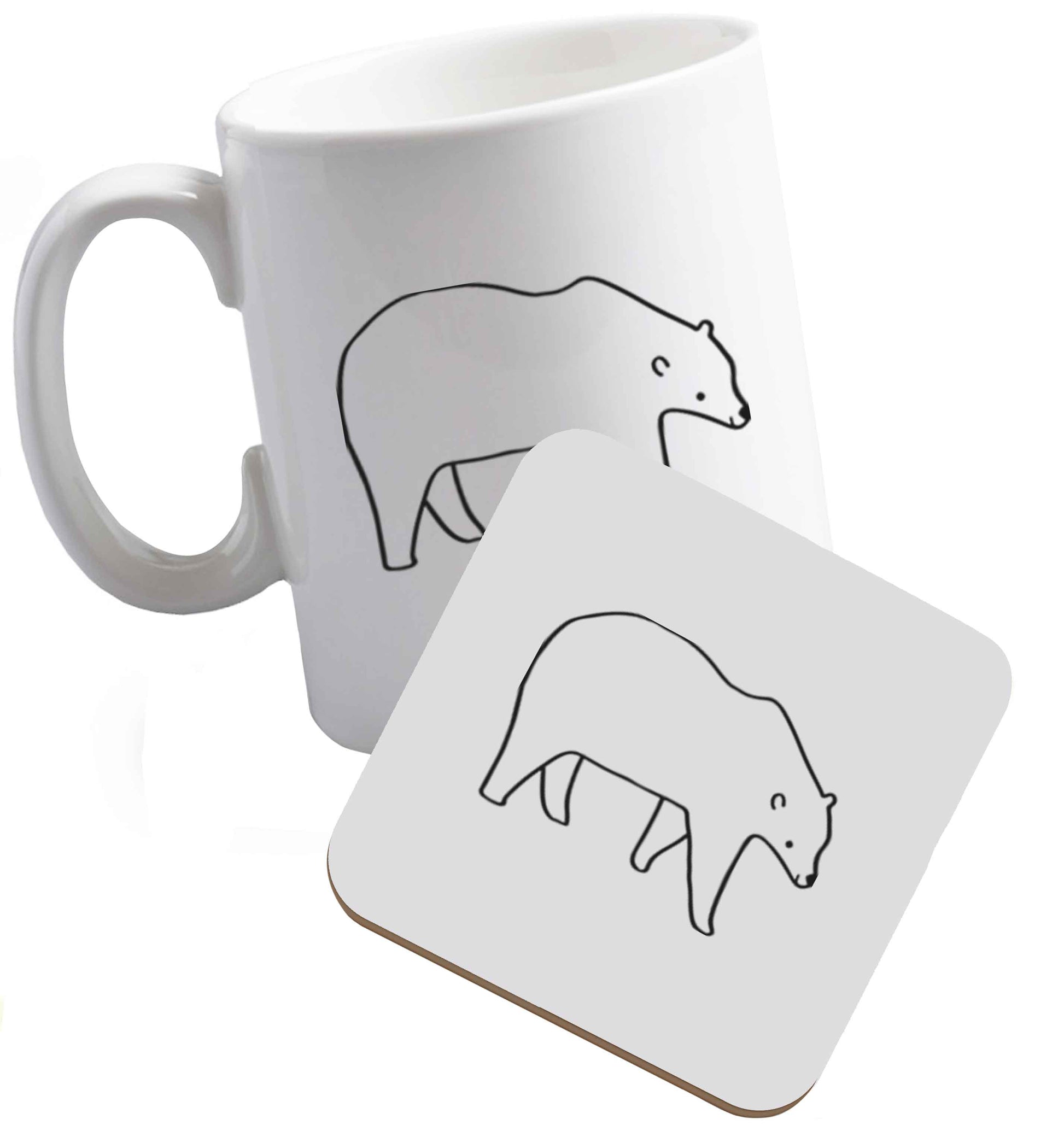 10 oz Polar Bear Kit ceramic mug and coaster set right handed