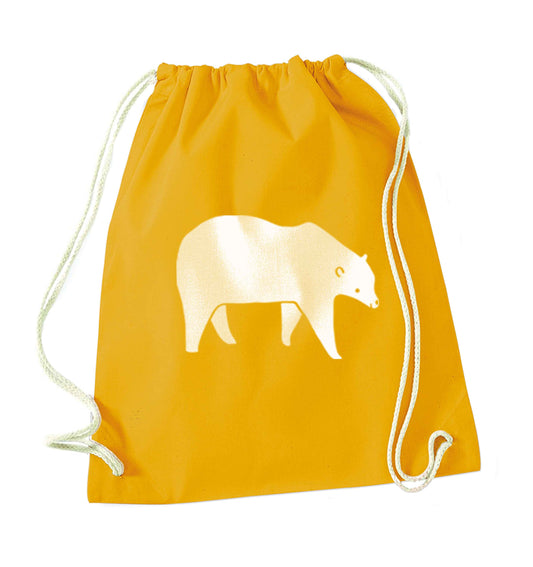 Polar Bear mustard drawstring bag