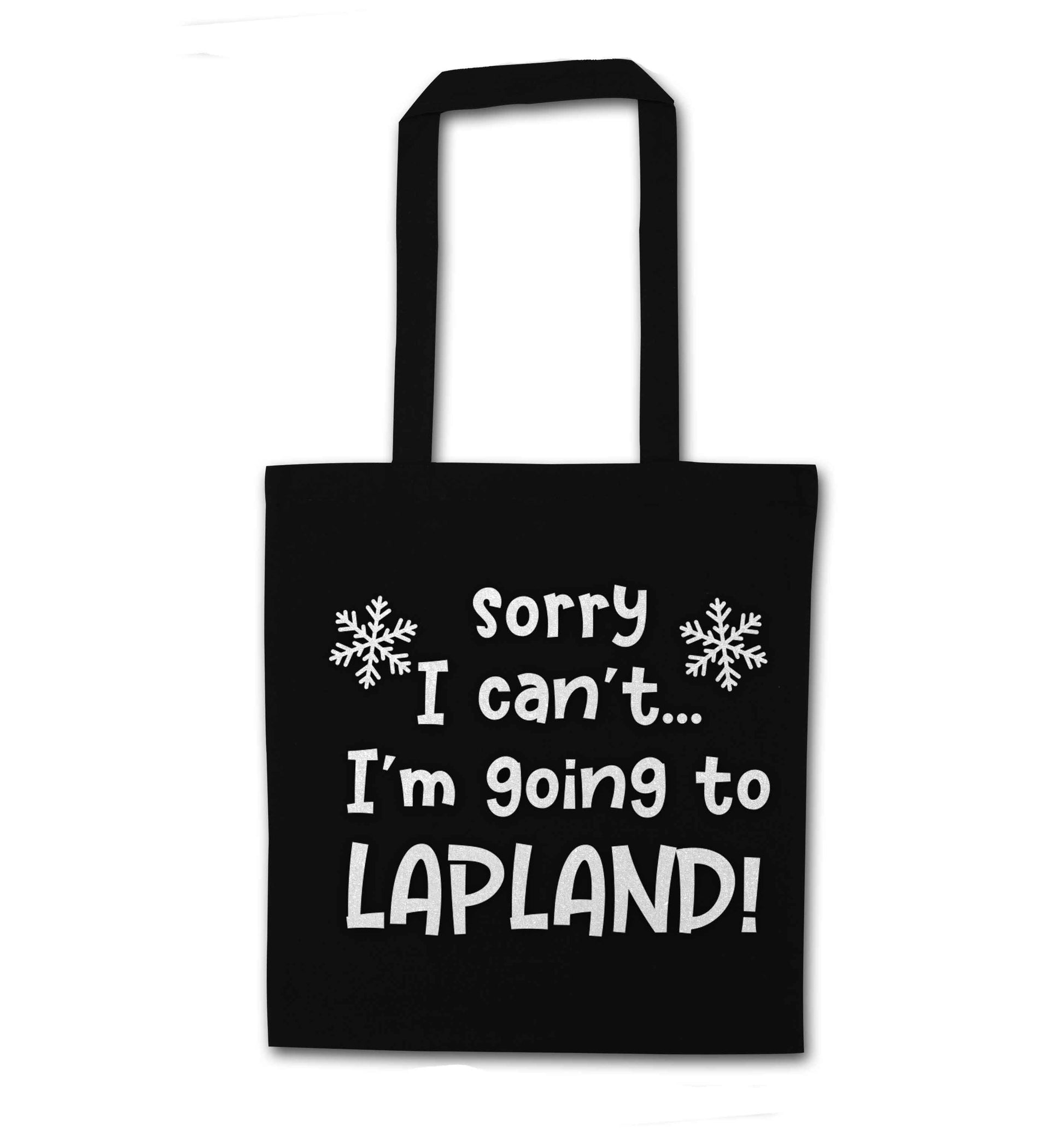 Sorry I can't I'm going to Lapland black tote bag