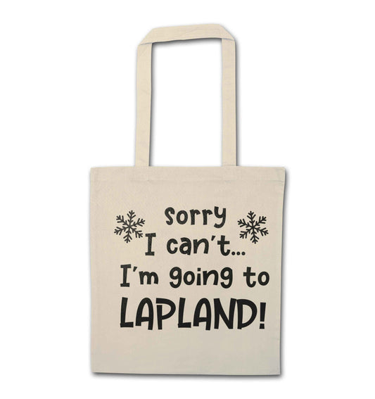 Sorry I can't I'm going to Lapland natural tote bag