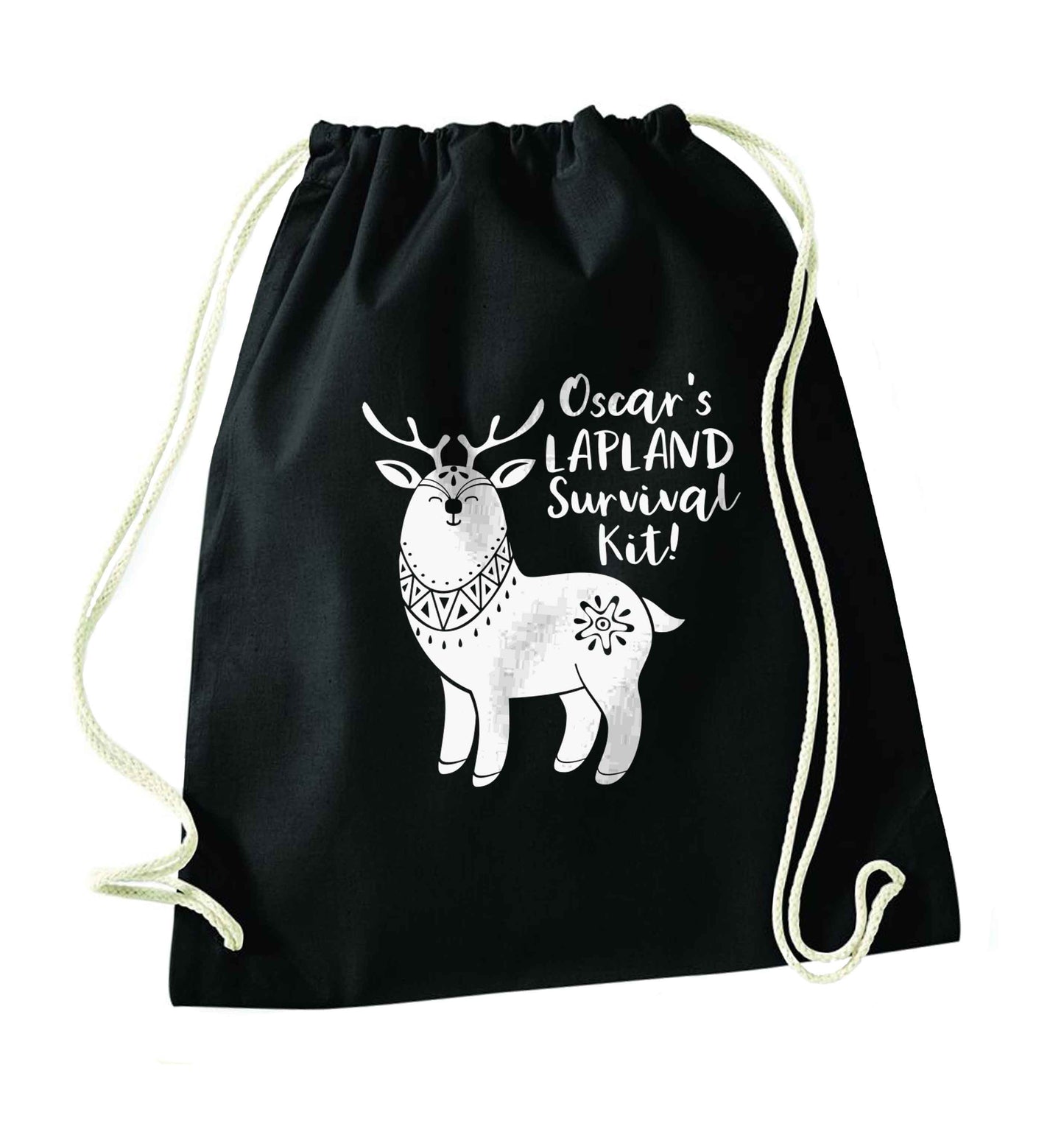 Personalised Lapland Survival Kit black drawstring bag